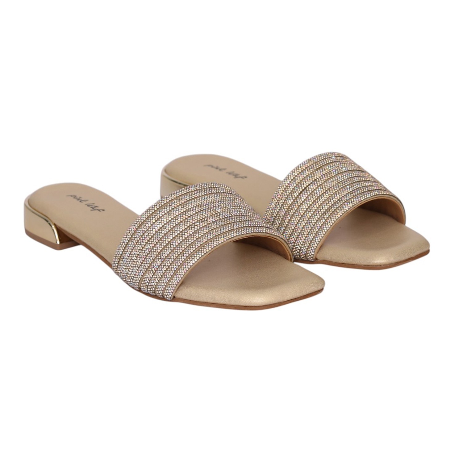 Women Gold Crystal Band Sandal