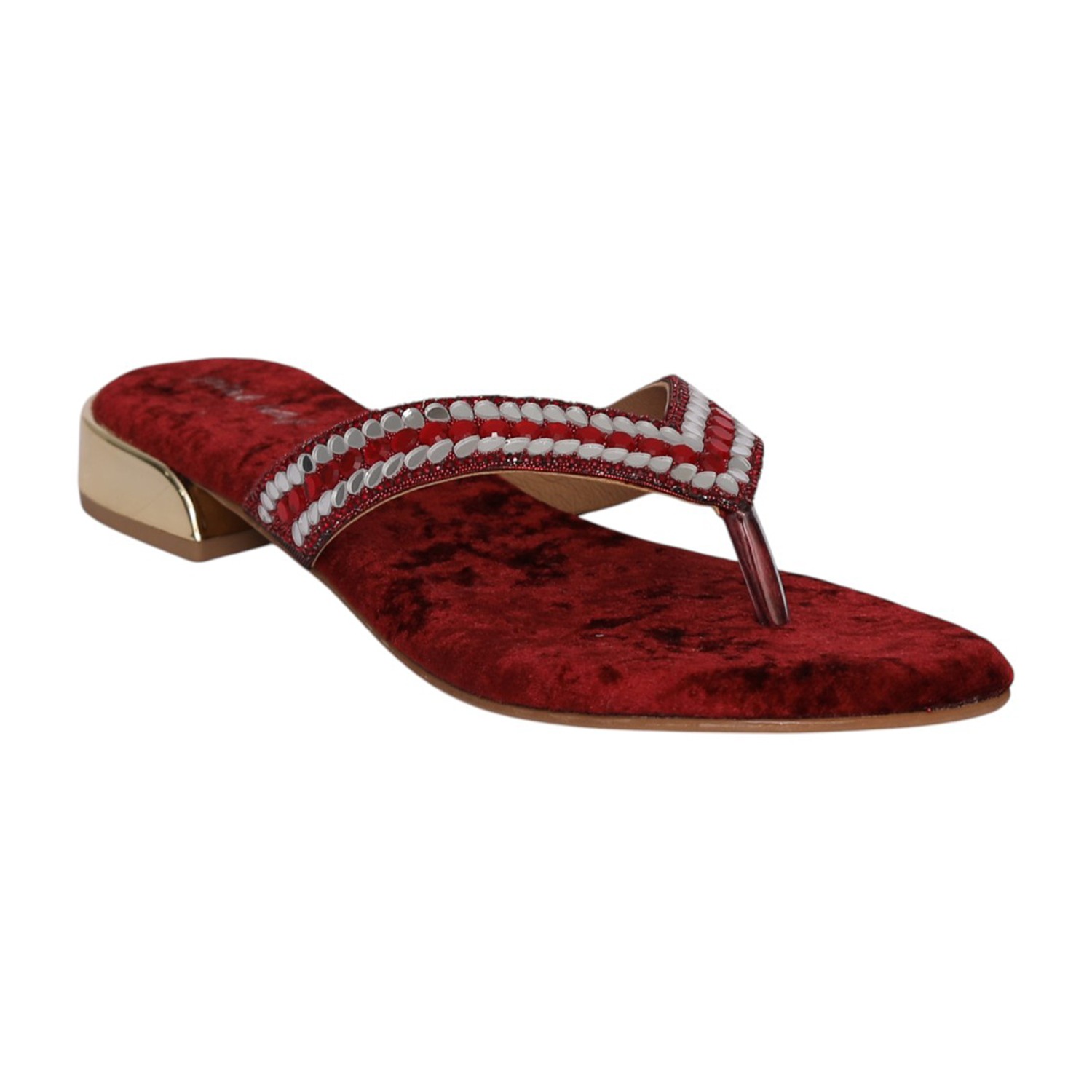Women Maroon Celestial Crystal Sandal
