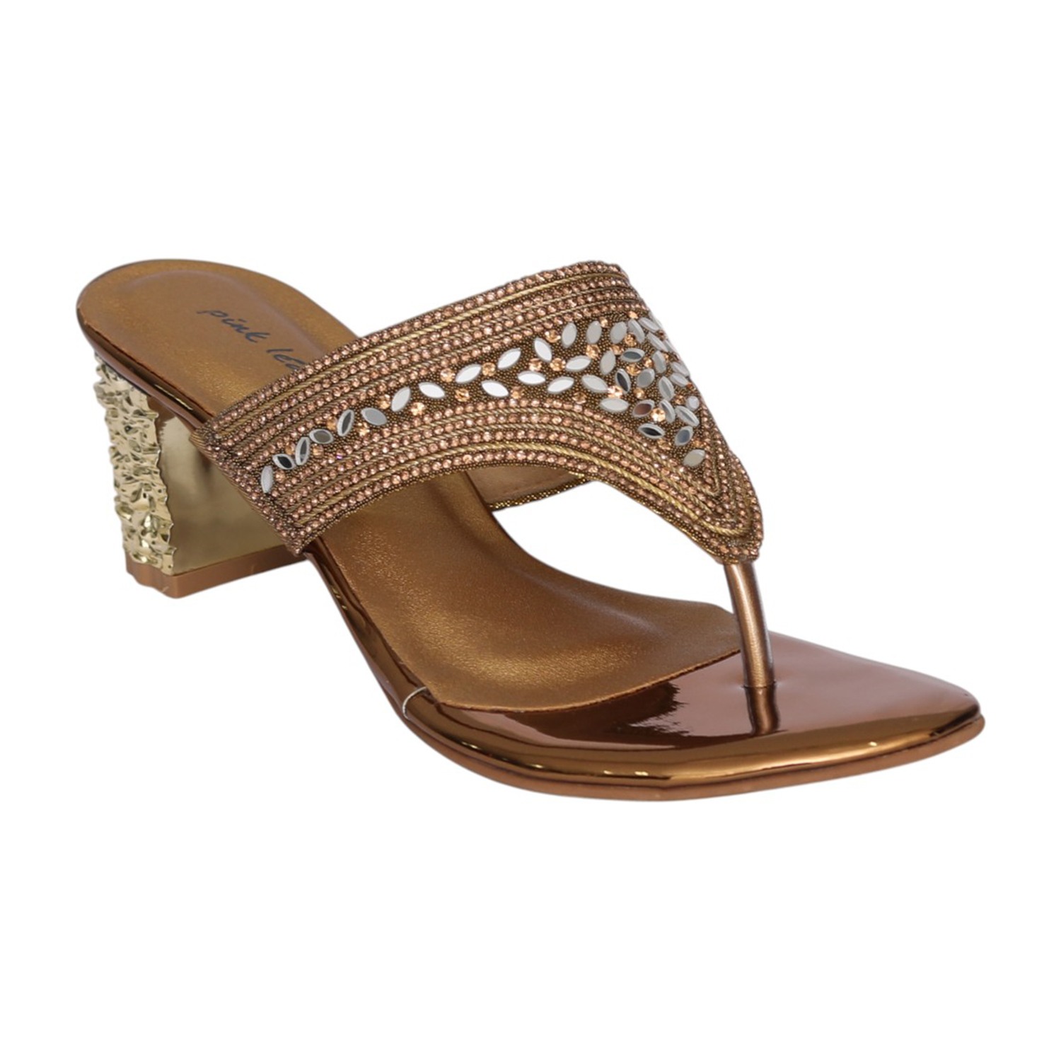 Women Antique Imperial Crystal Toe Post Heel