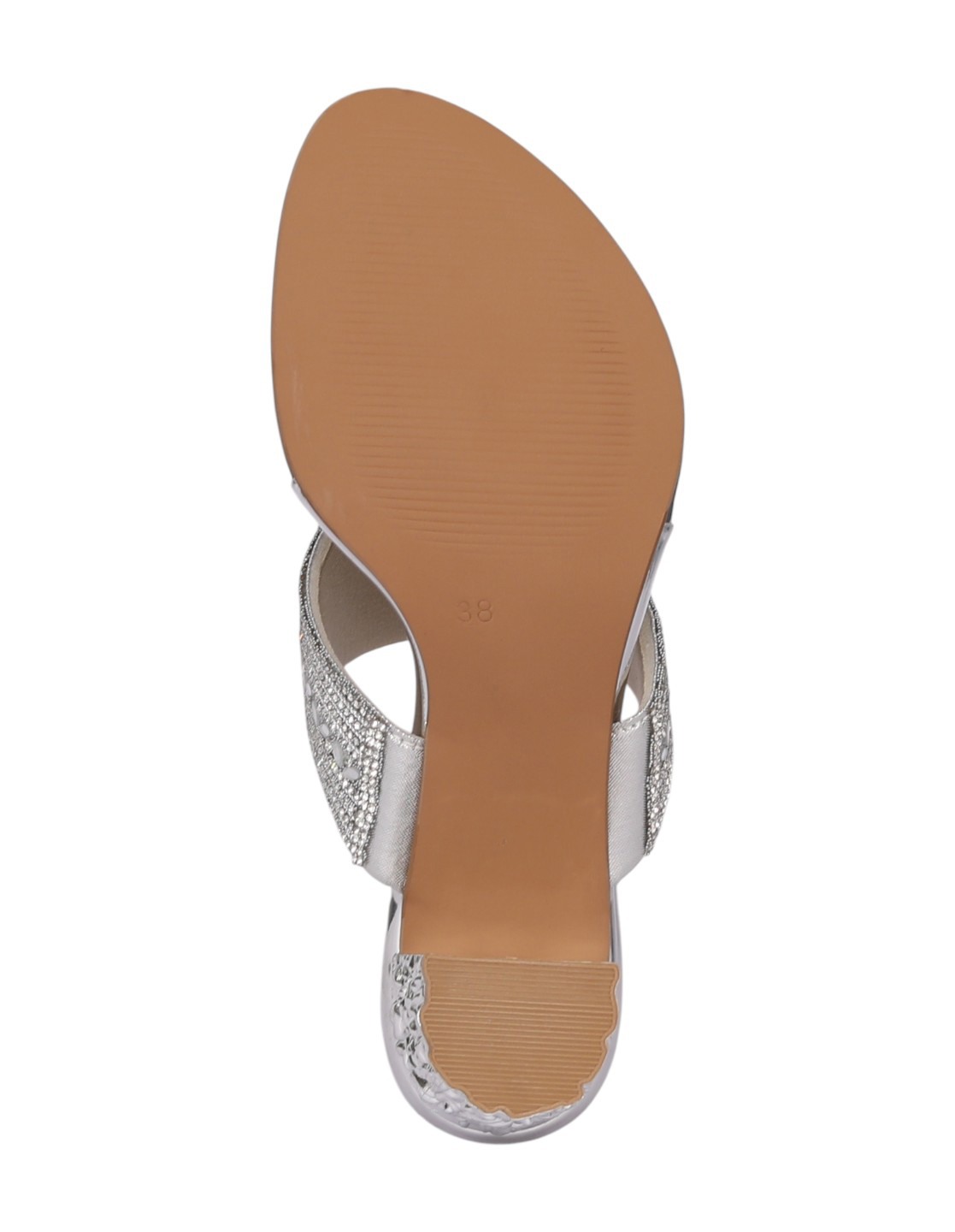 Women Silver Imperial Crystal Toe Post Heel