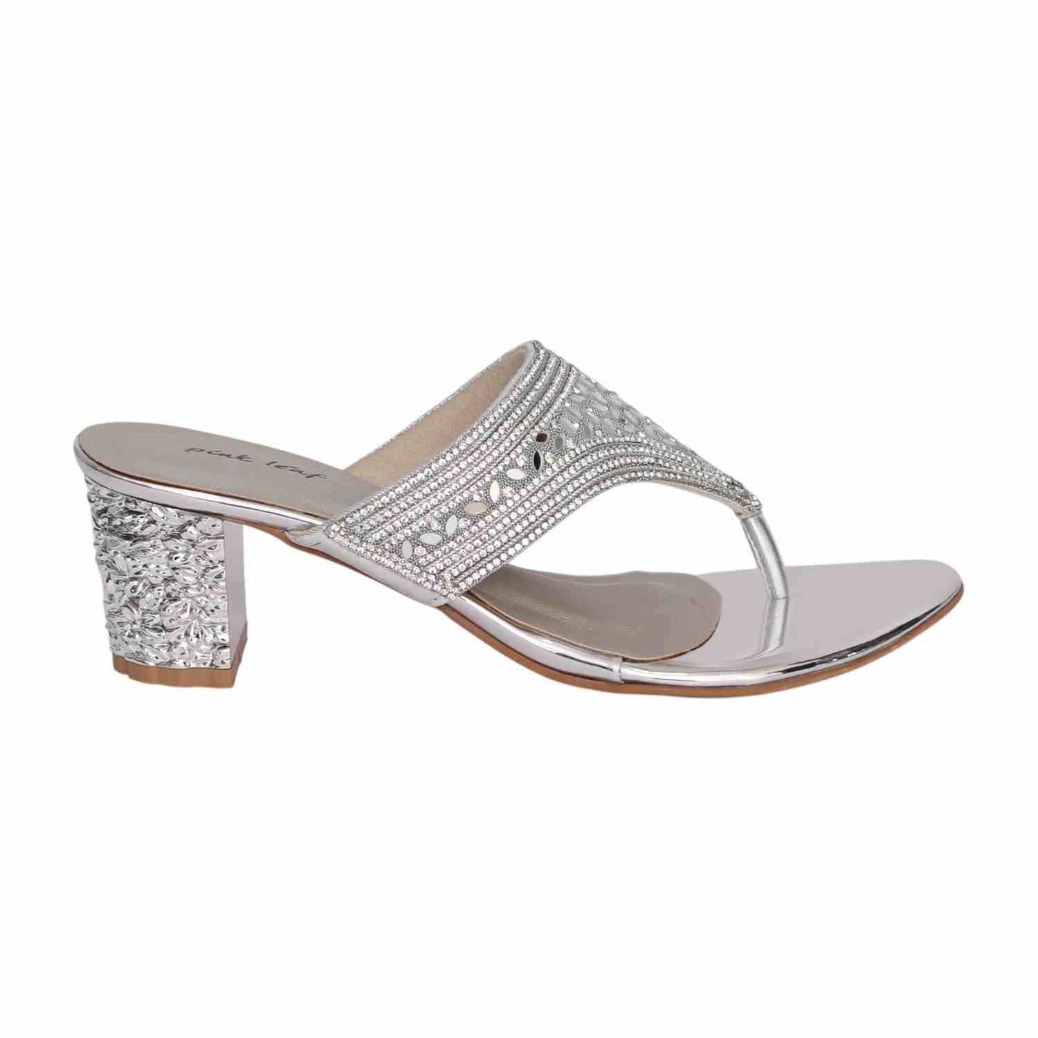 Women Silver Imperial Crystal Toe Post Heel