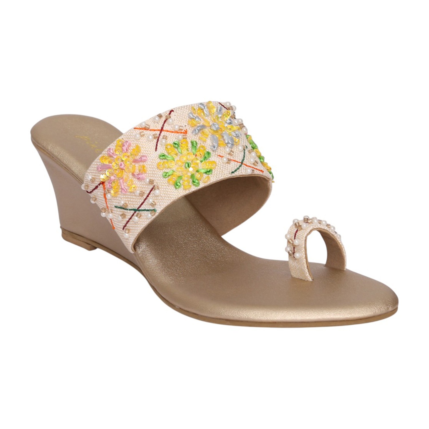 Women Gold Garden Jewel Toe Ring Wedge