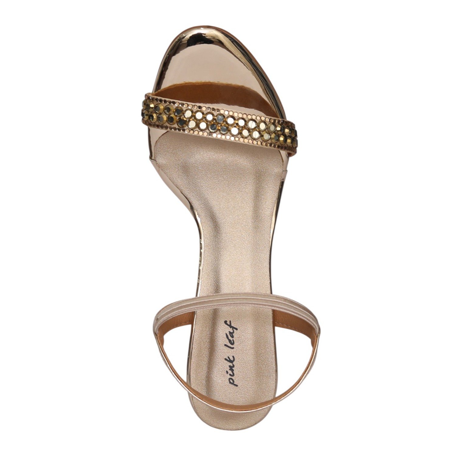 Women Gold Crystal Strap Statement Heel