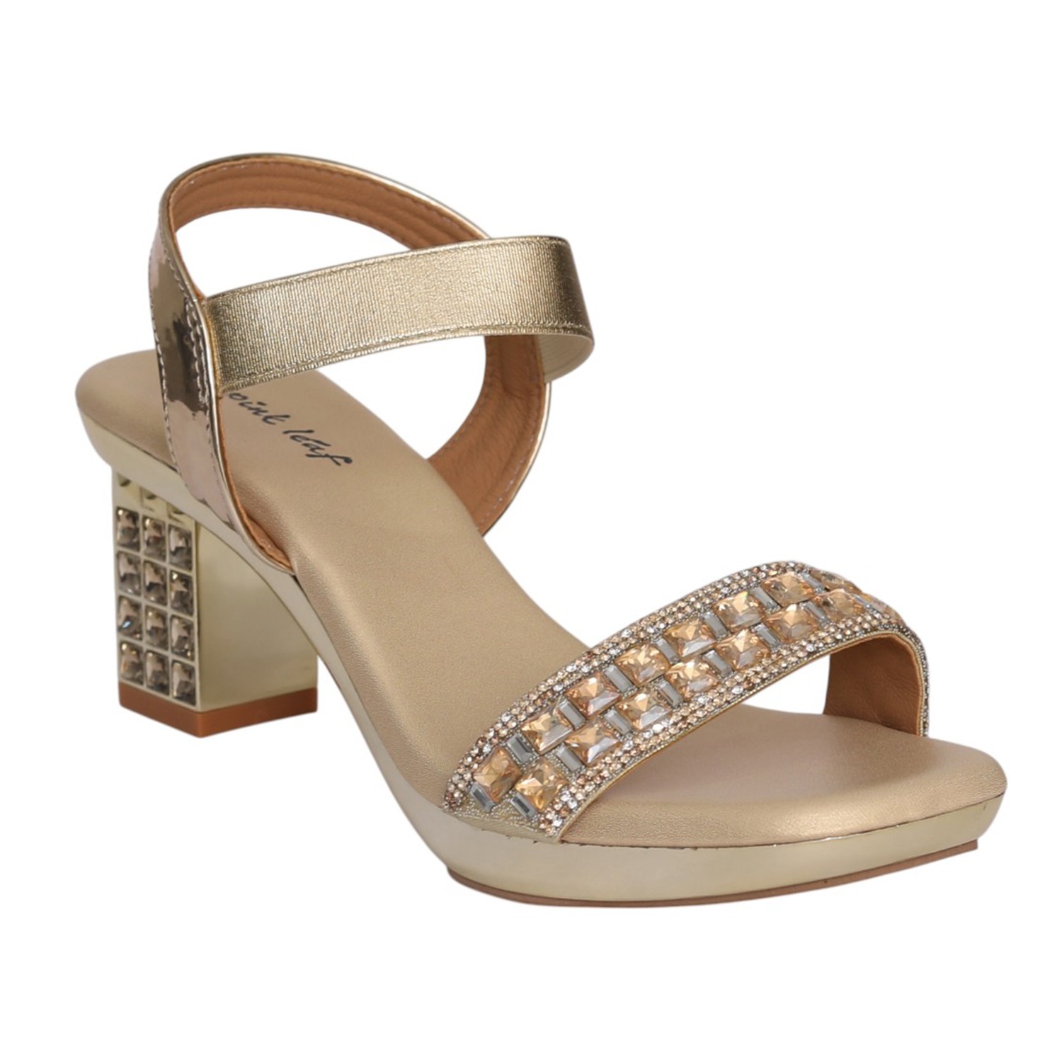 Women Gold Opulence Block Heel