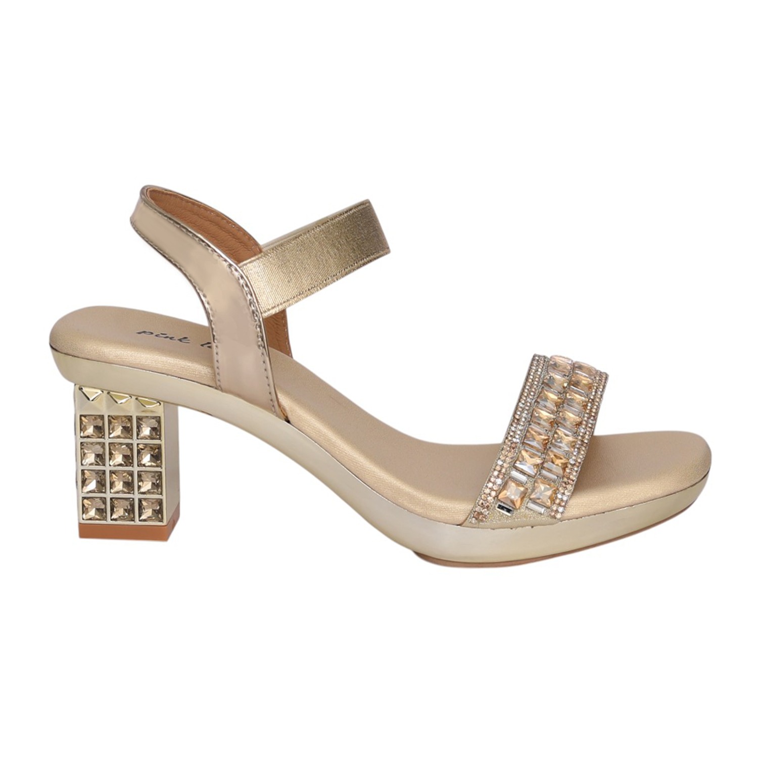 Women Gold Opulence Block Heel