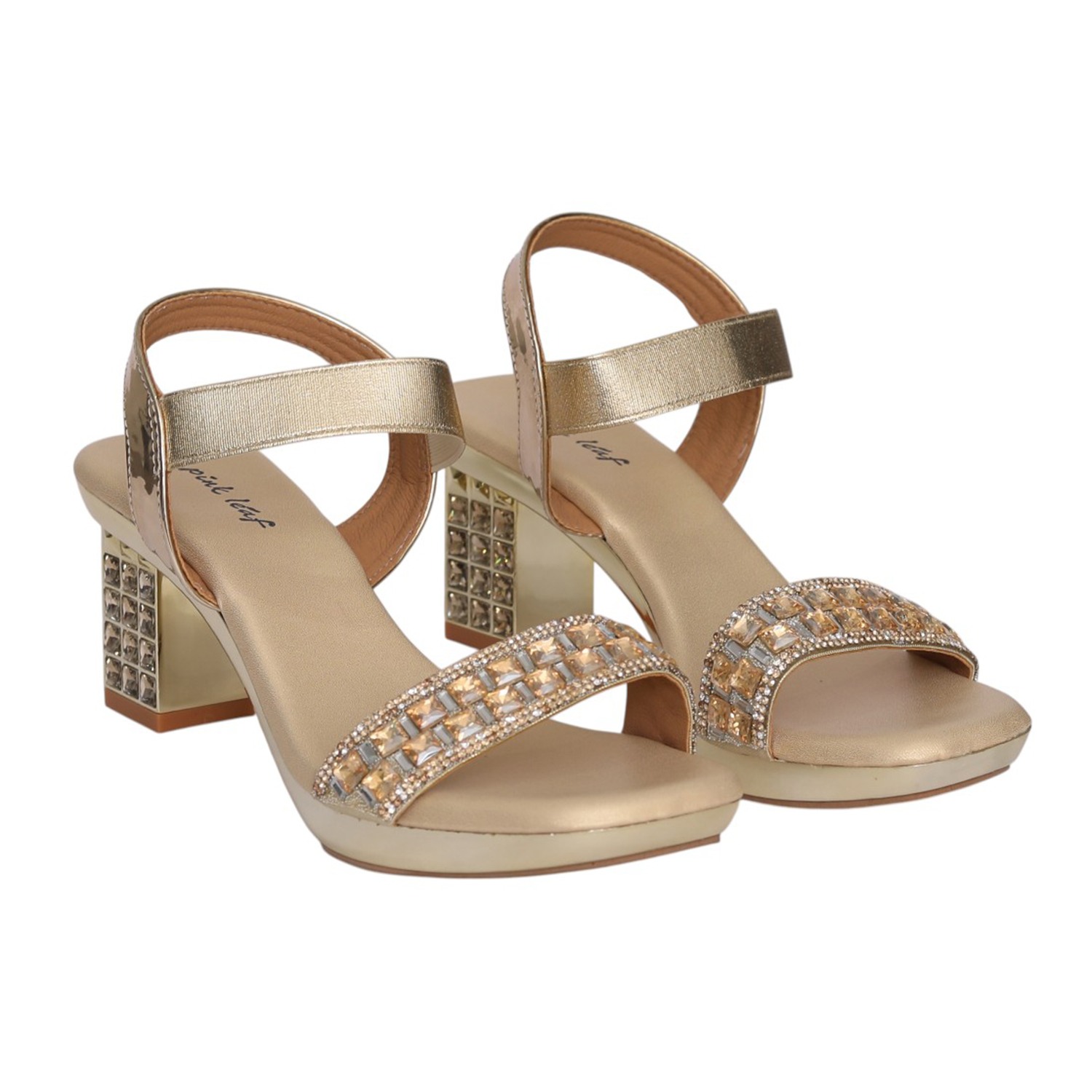 Women Gold Opulence Block Heel