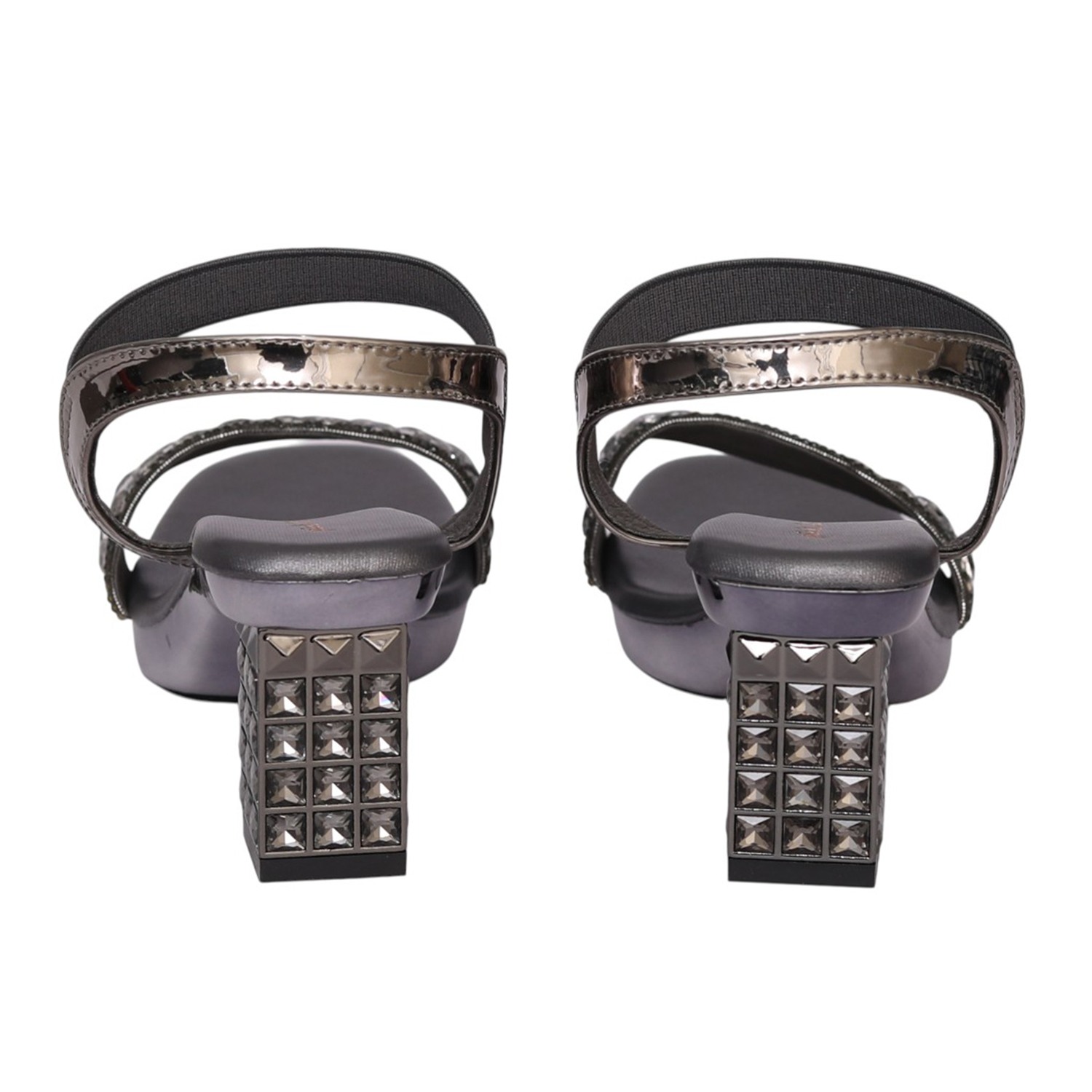 Women Gun Metal Opulence Block Heel