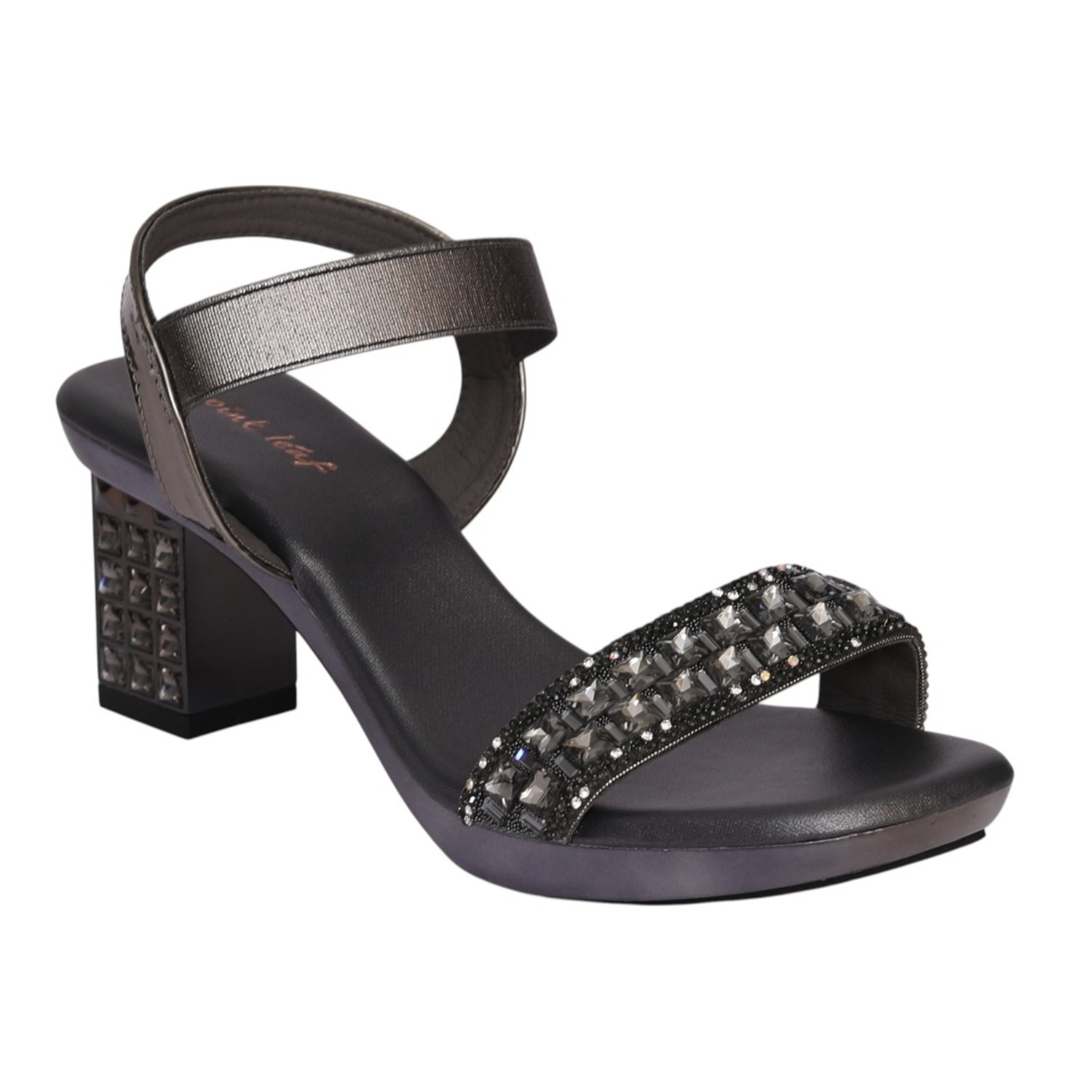 Women Gun Metal Opulence Block Heel