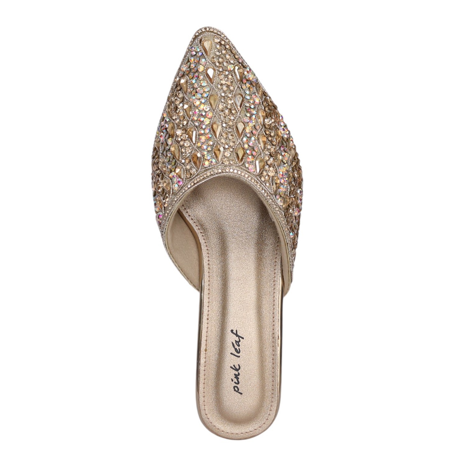 Women Gold Luxe Rhinestone Mule Heel