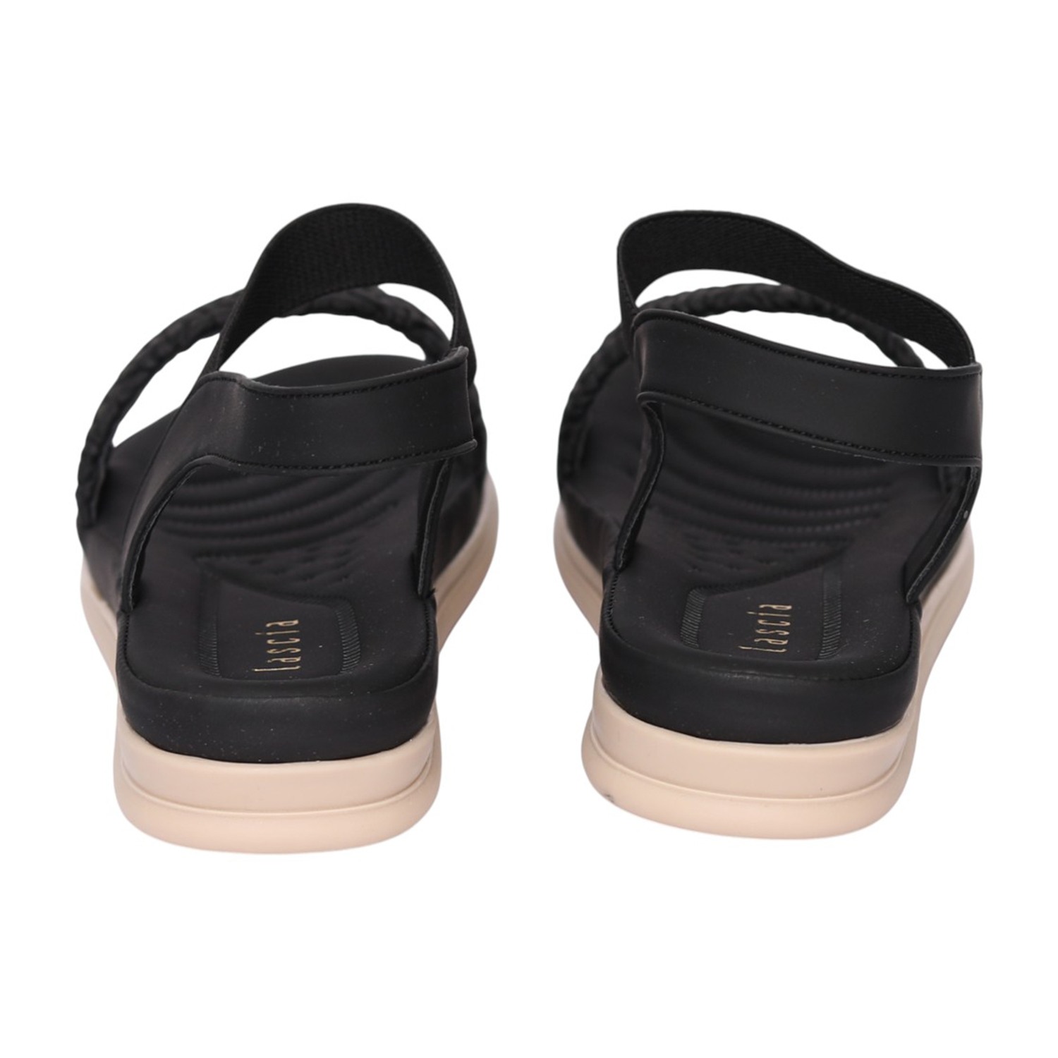 Women Black Ruffle Strap Sandal