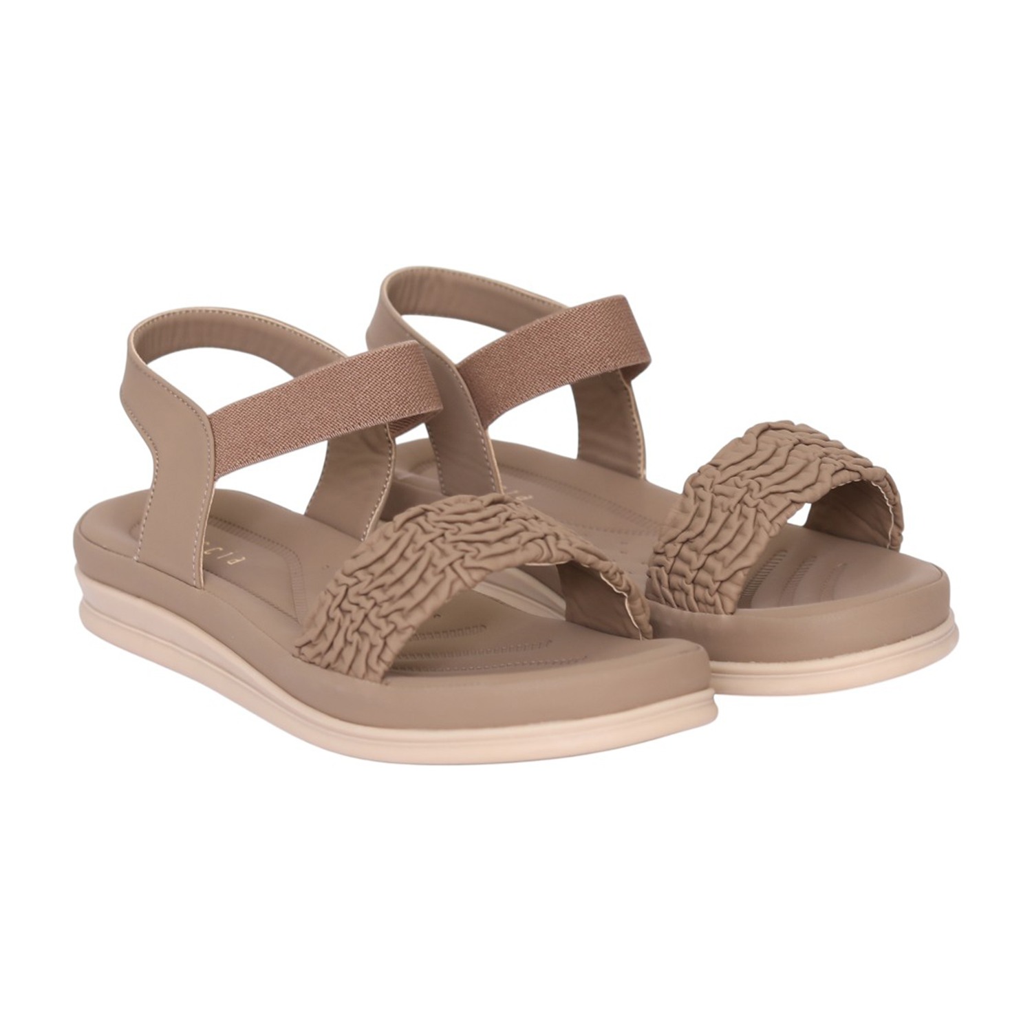 Women Sea Brown Ruffle Strap Sandal