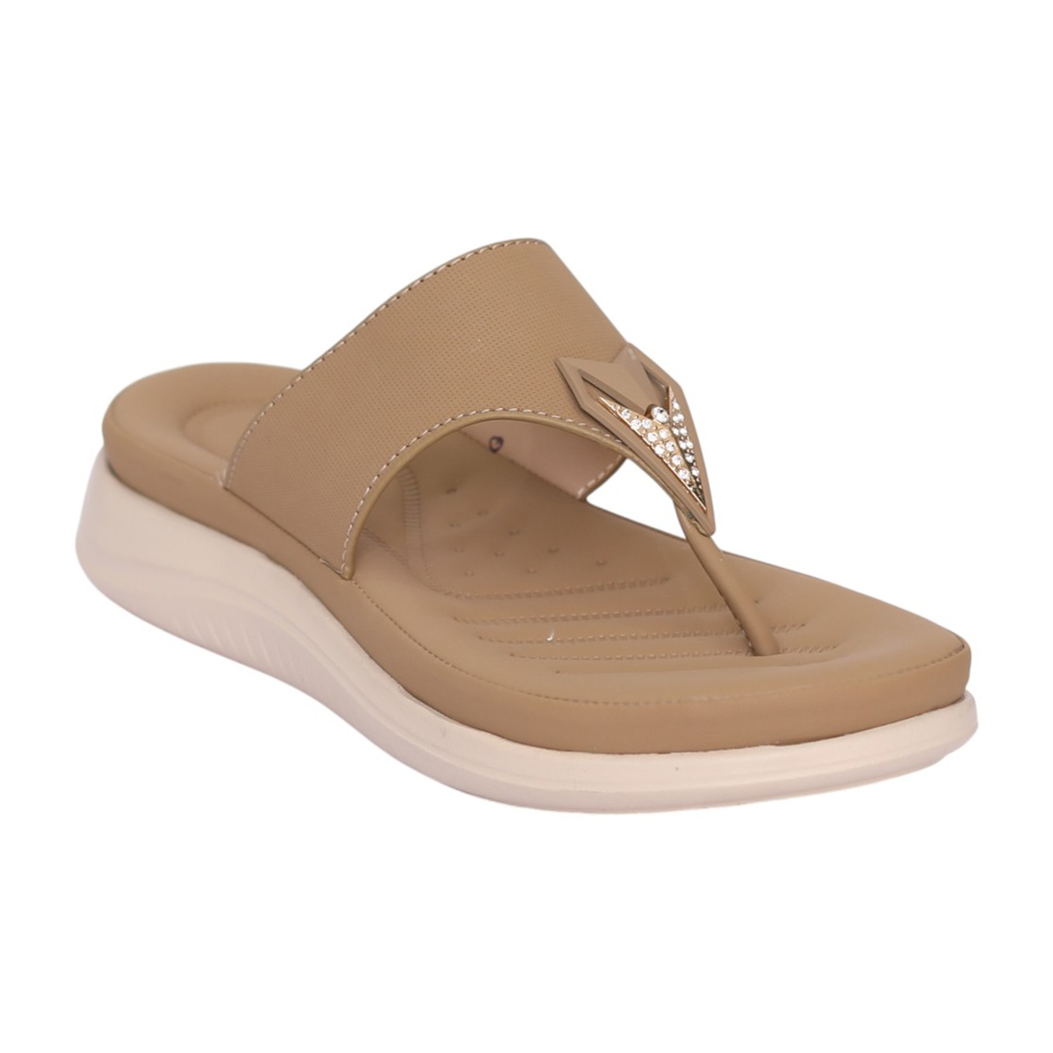 Women Cream Decorative Strap Wedge