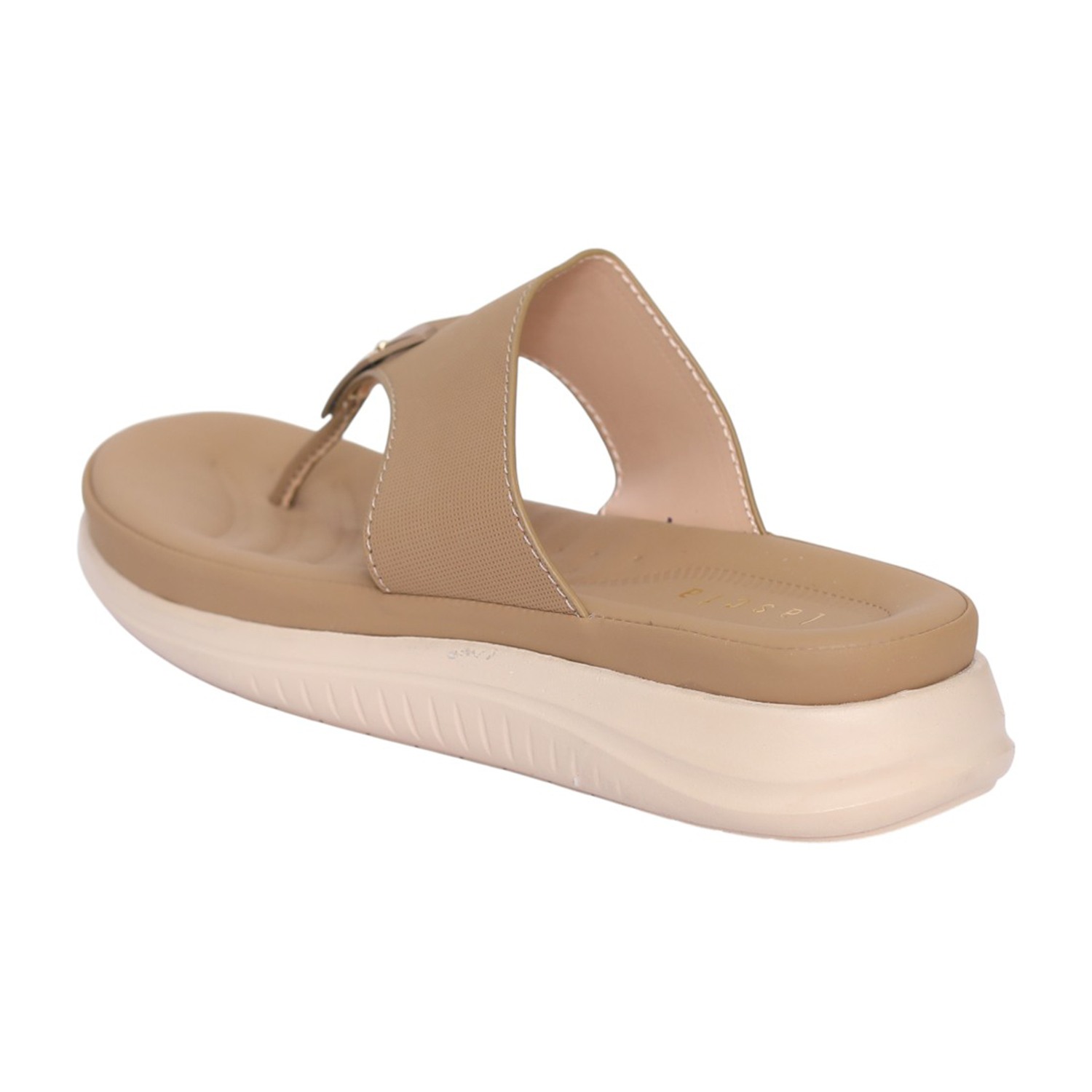 Women Cream Decorative Strap Wedge