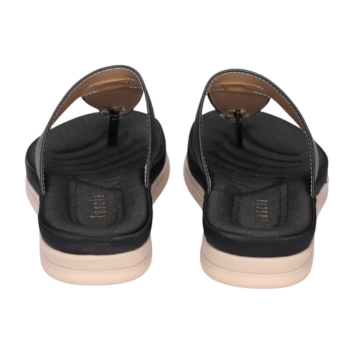 Women Black Double Accent Thong Sandal