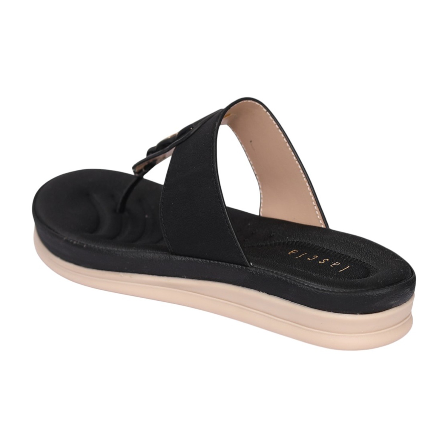 Women Black Double Accent Thong Sandal
