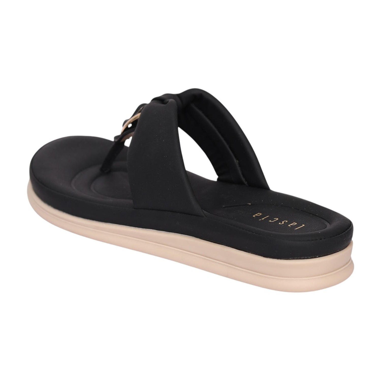 Women Black Oval Accent Comfort Sandal