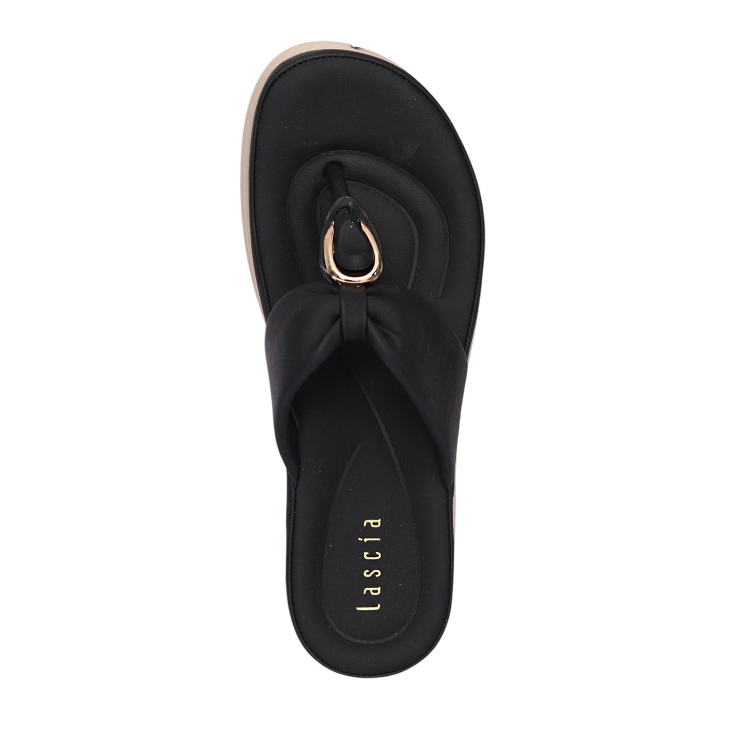 Women Black Oval Accent Comfort Sandal
