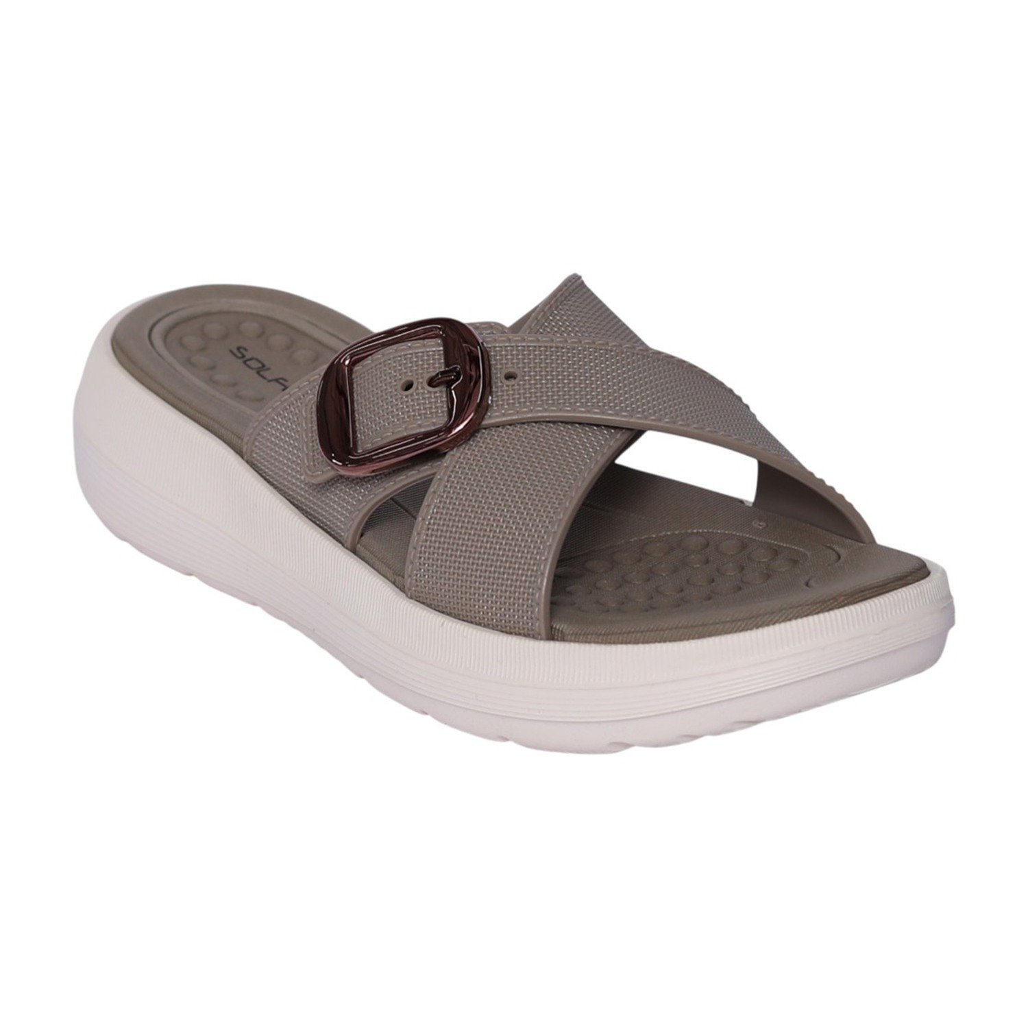 Women Brown Cross-Strap Platform Sandal