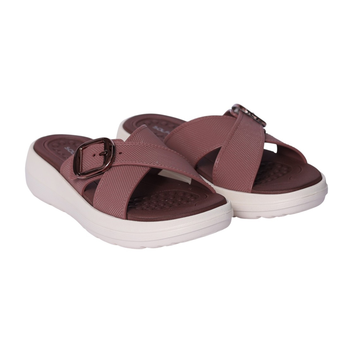 Women Dark Peach Cross-Strap Platform Sandal