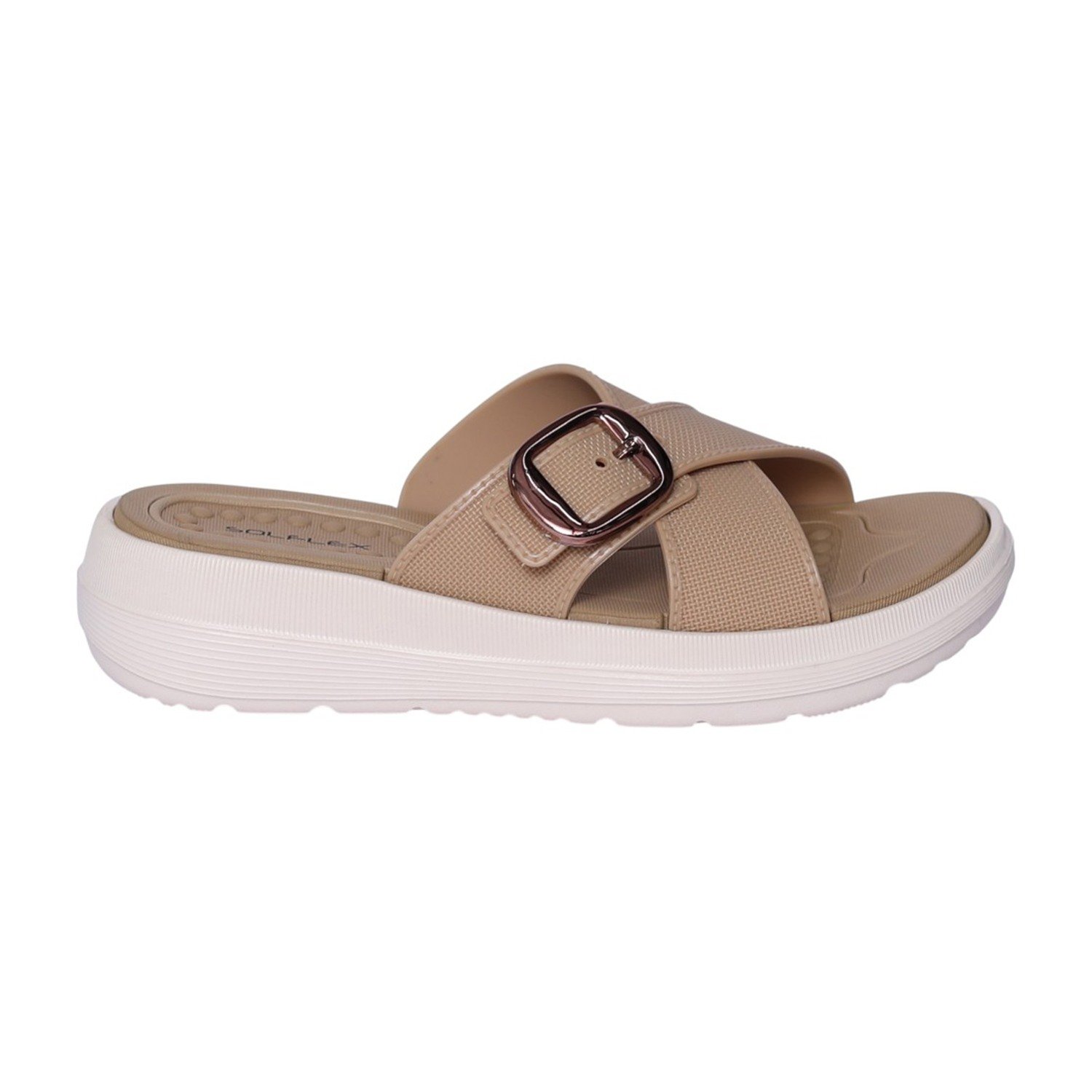 Women Khaki Cross-Strap Platform Sandal