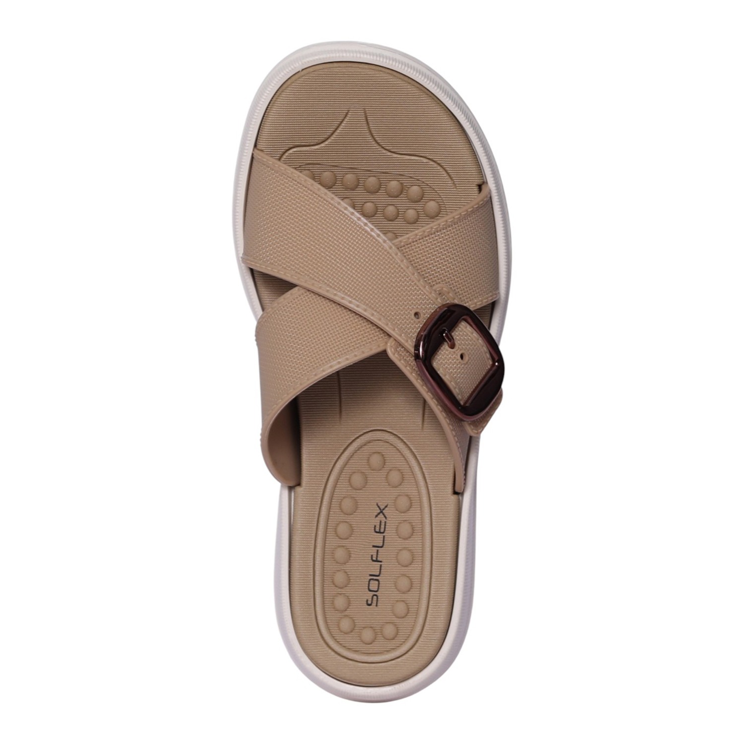 Women Khaki Cross-Strap Platform Sandal