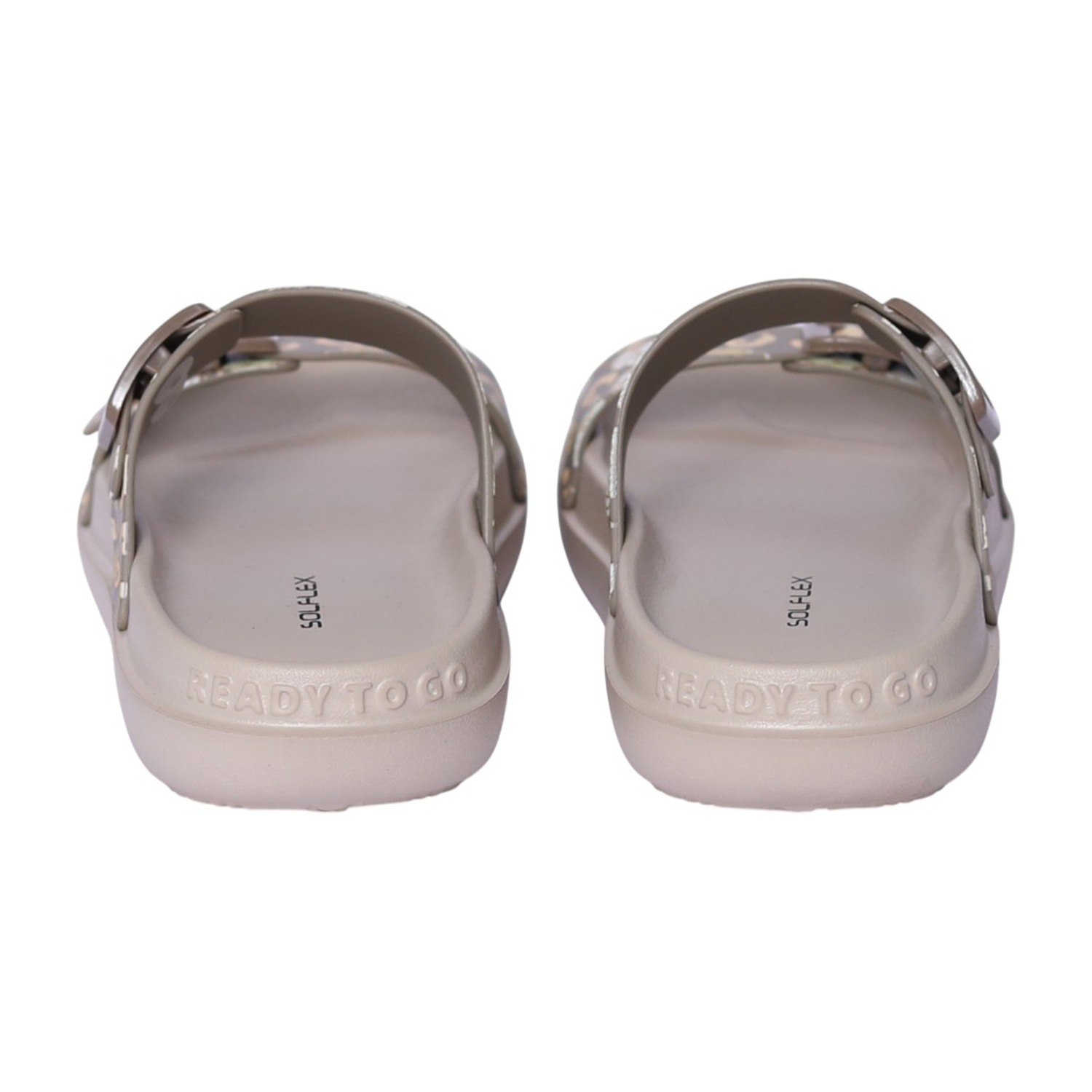 Women Light Grey Floral Print Two-Strap Sandal