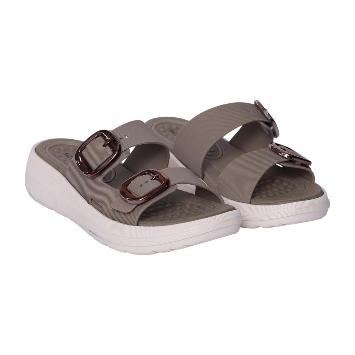 Women Brown Double-Buckle Sandal
