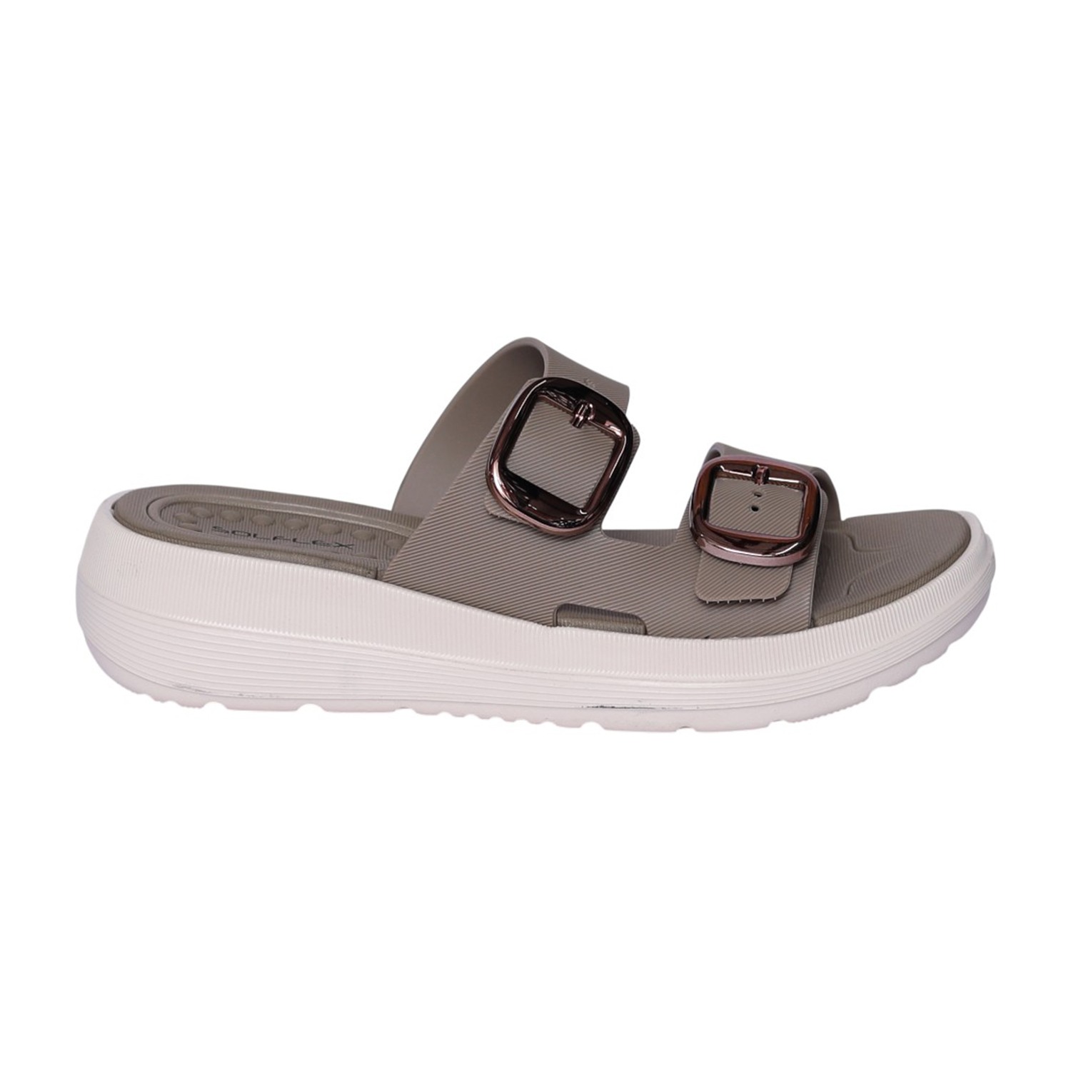 Women Brown Double-Buckle Sandal