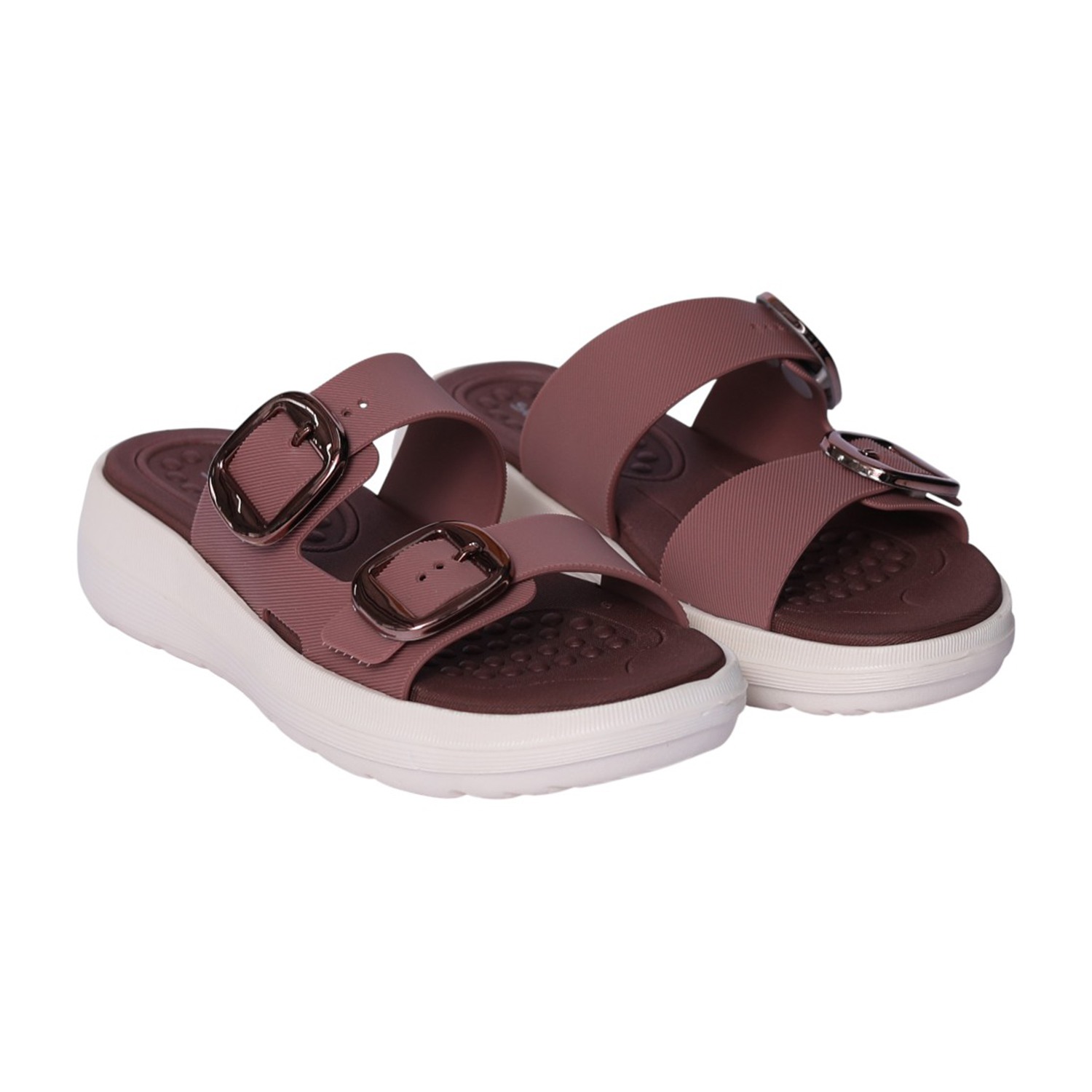 Women Dark Peach Double-Buckle Sandal