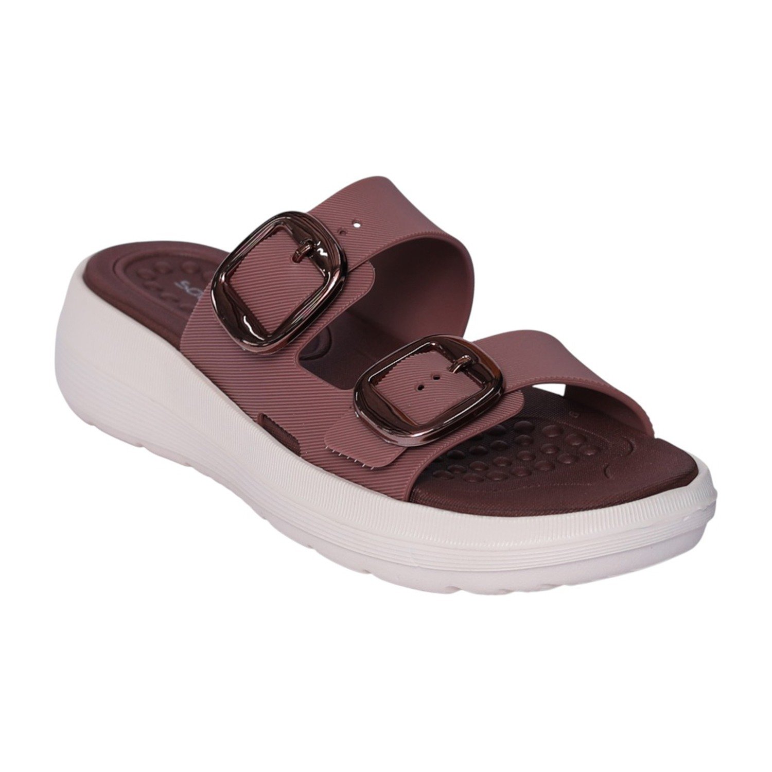 Women Dark Peach Double-Buckle Sandal