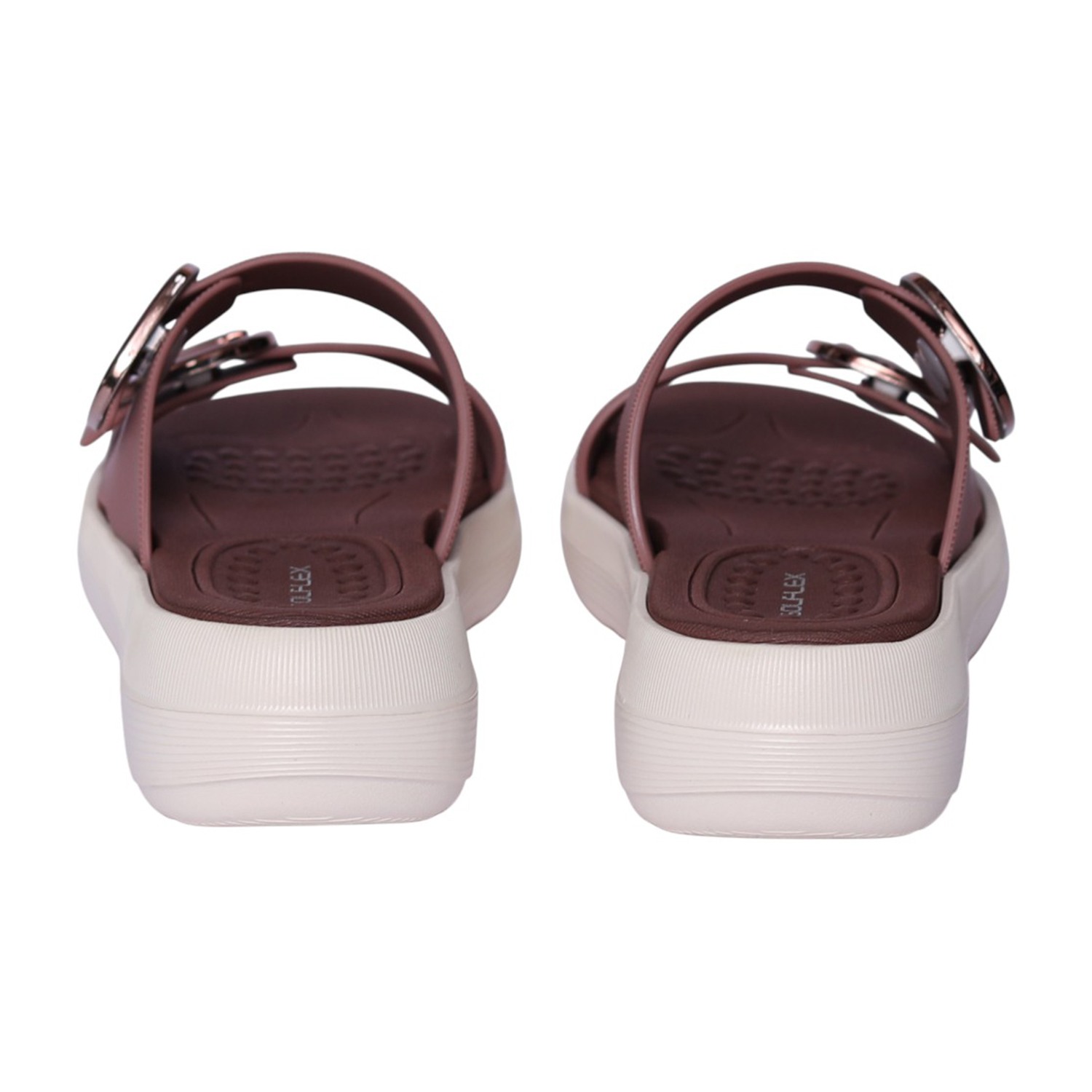 Women Dark Peach Double-Buckle Sandal