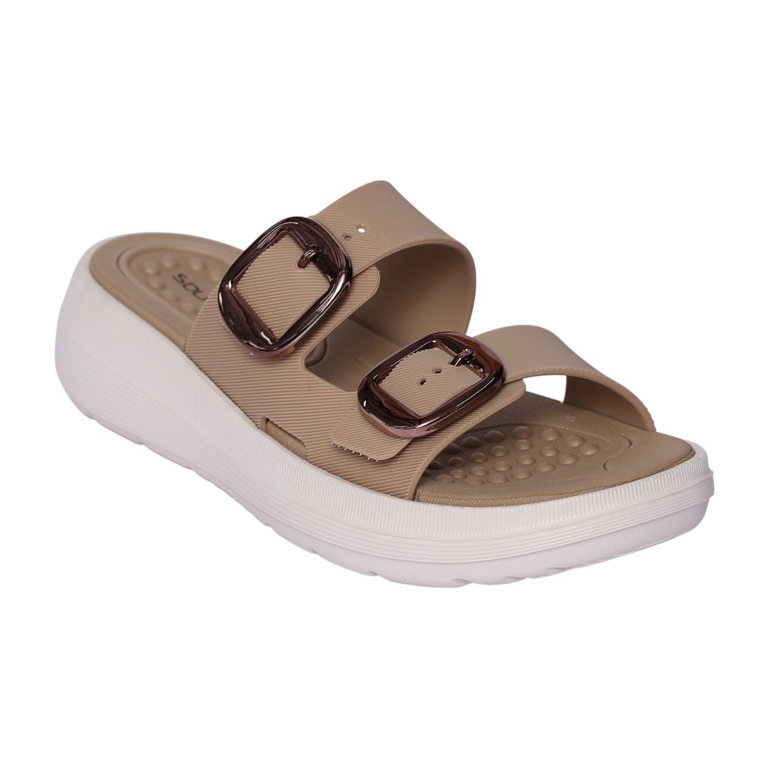 Women Khaki Double-Buckle Sandal