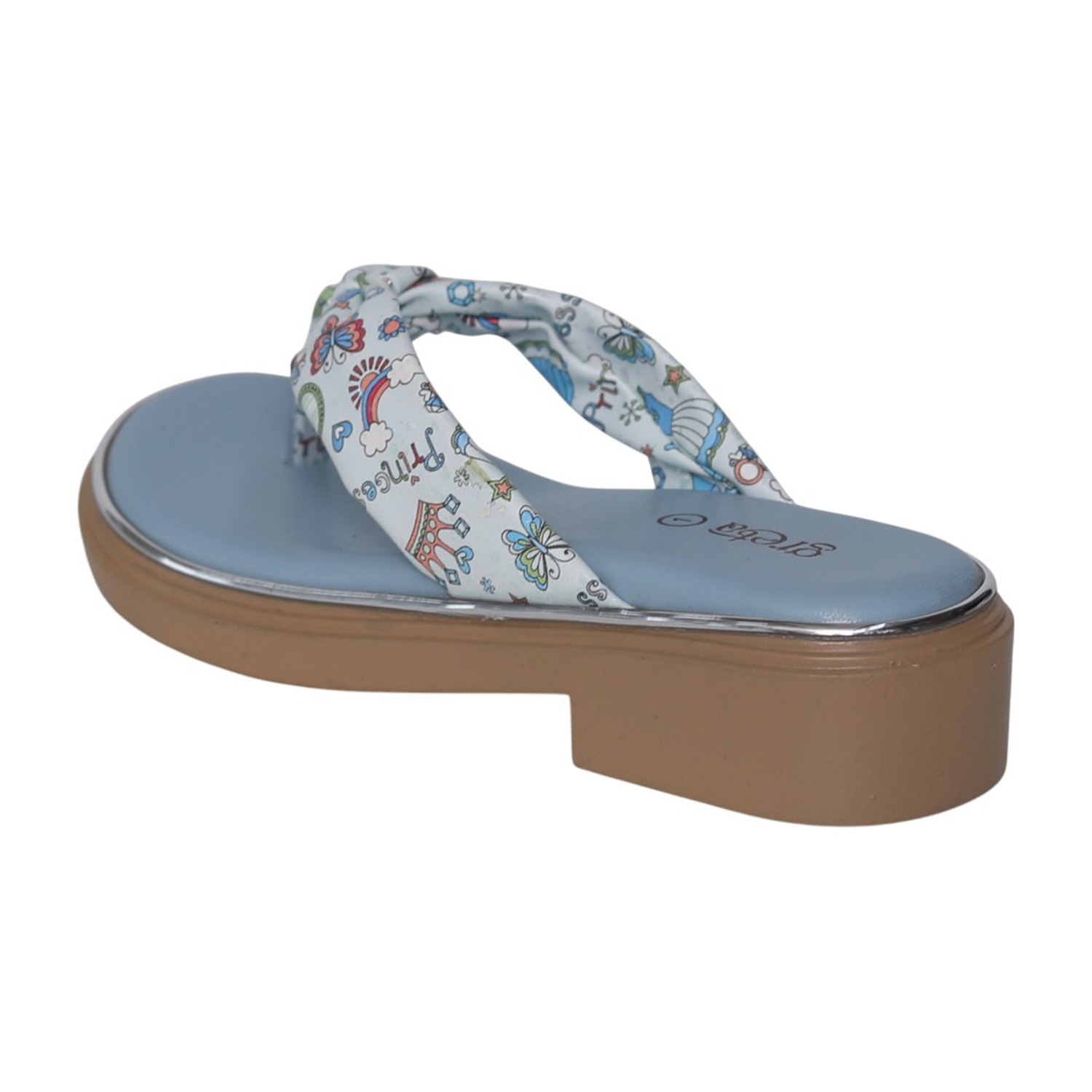 greta | Girls Blue Printed Toe-Post Sandals|4