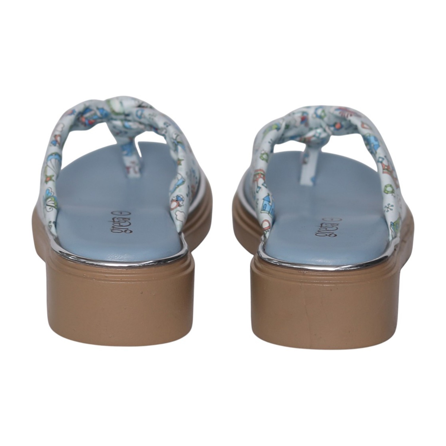 greta | Girls Blue Printed Toe-Post Sandals|6
