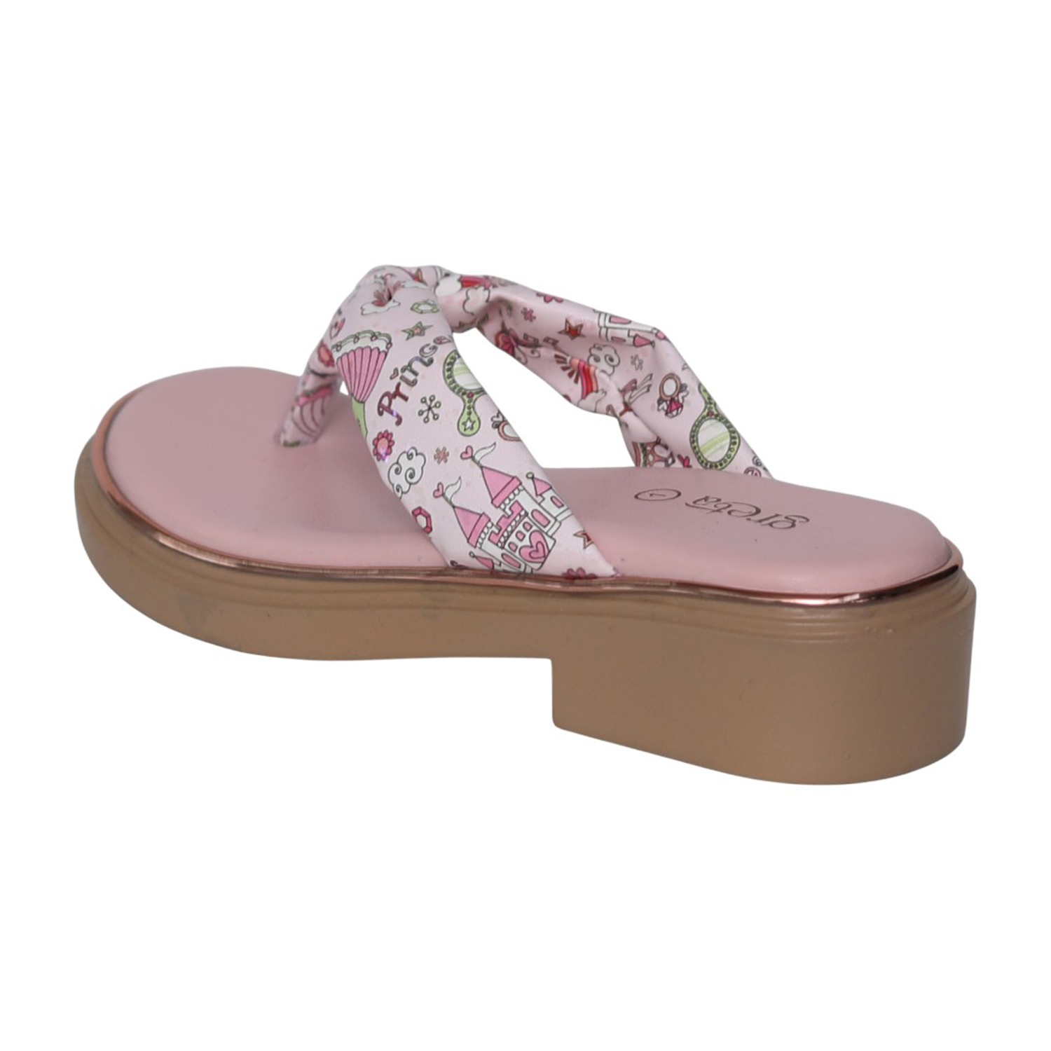 greta | Girls Pink Printed Toe-Post Sandals|4