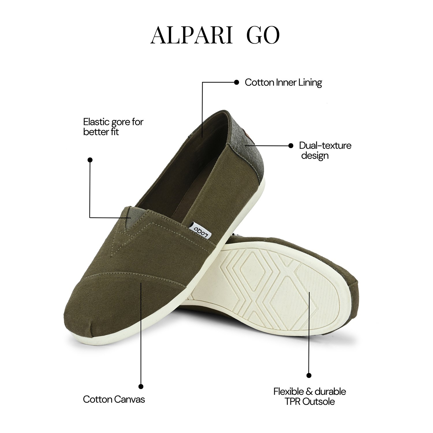 LoQo | Alpari Go Men's Olive Slip-ons|5