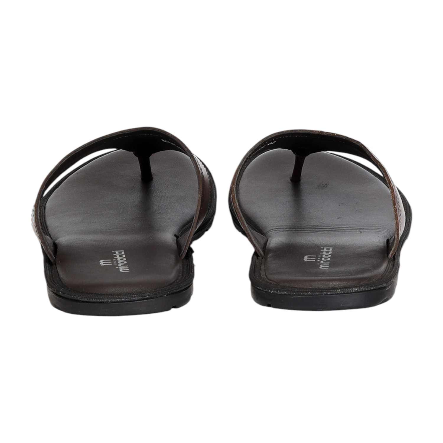 Men Brown Thongs with Simple Detailing