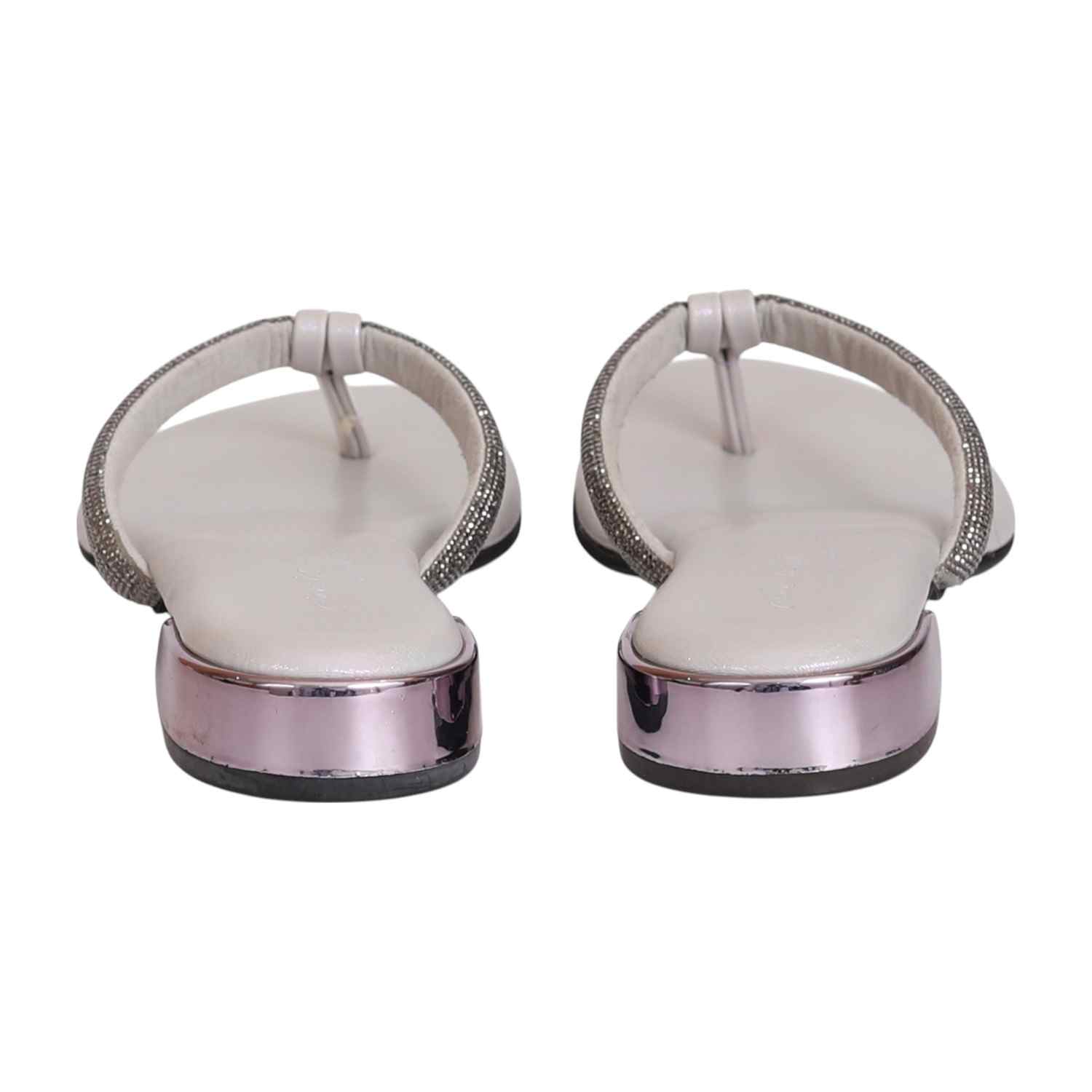 Women Grey Party Thongs with Rhinestones