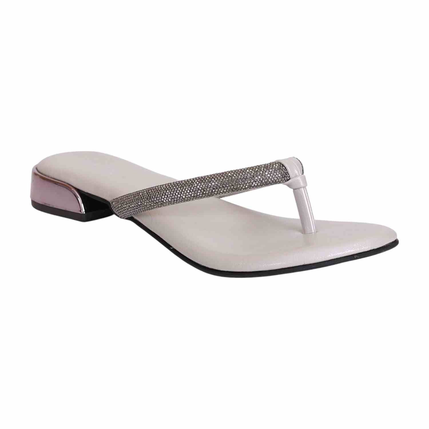 Women Grey Party Thongs with Rhinestones