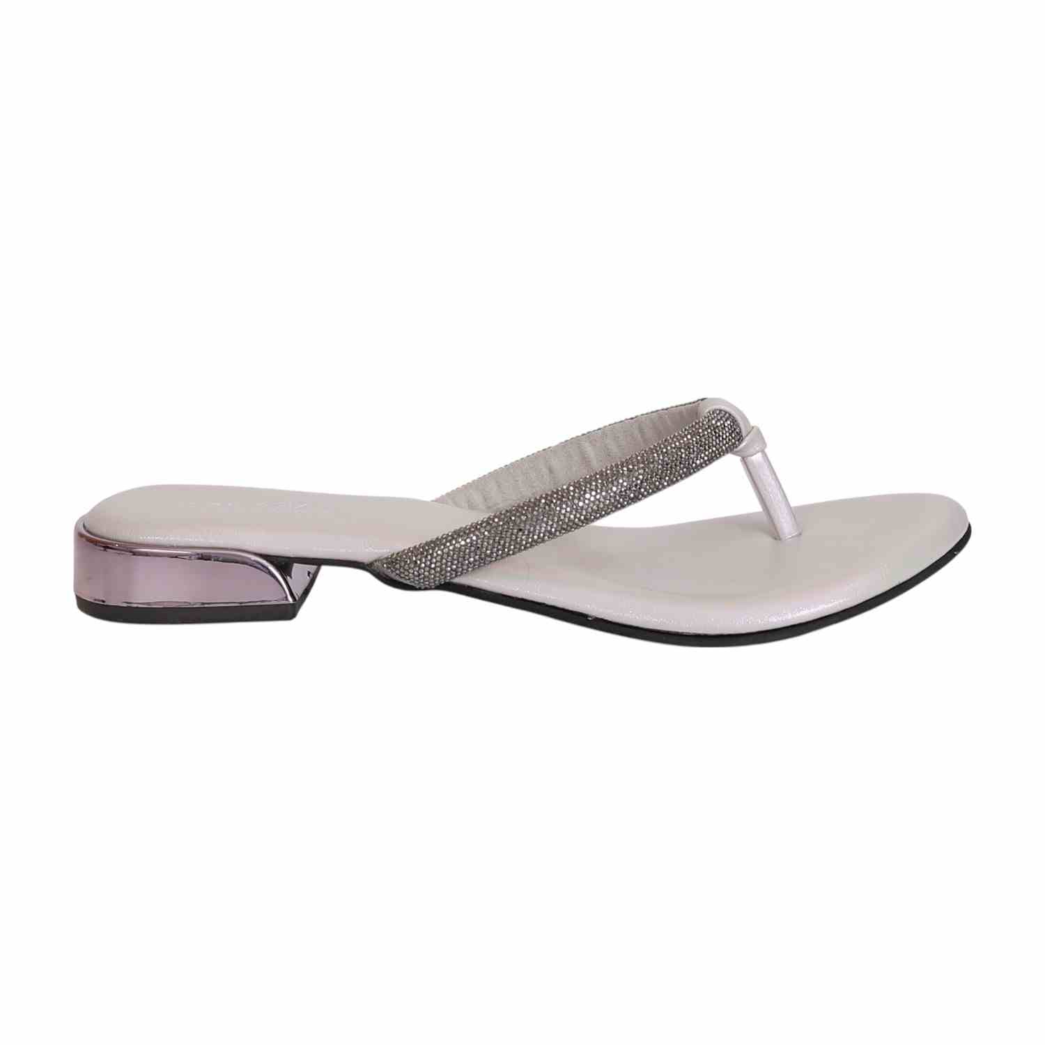 Women Grey Party Thongs with Rhinestones