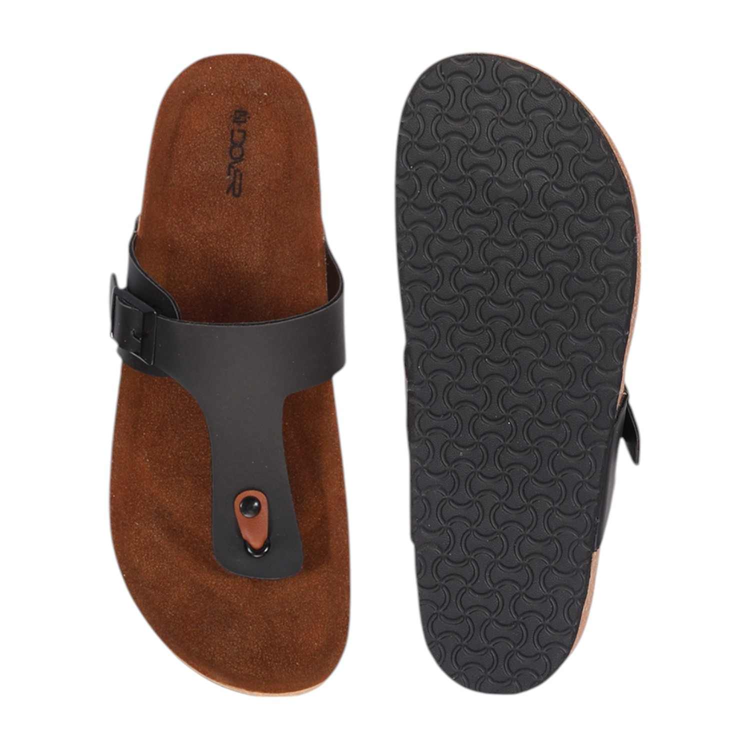 Men Black Thongs with Sleek Design