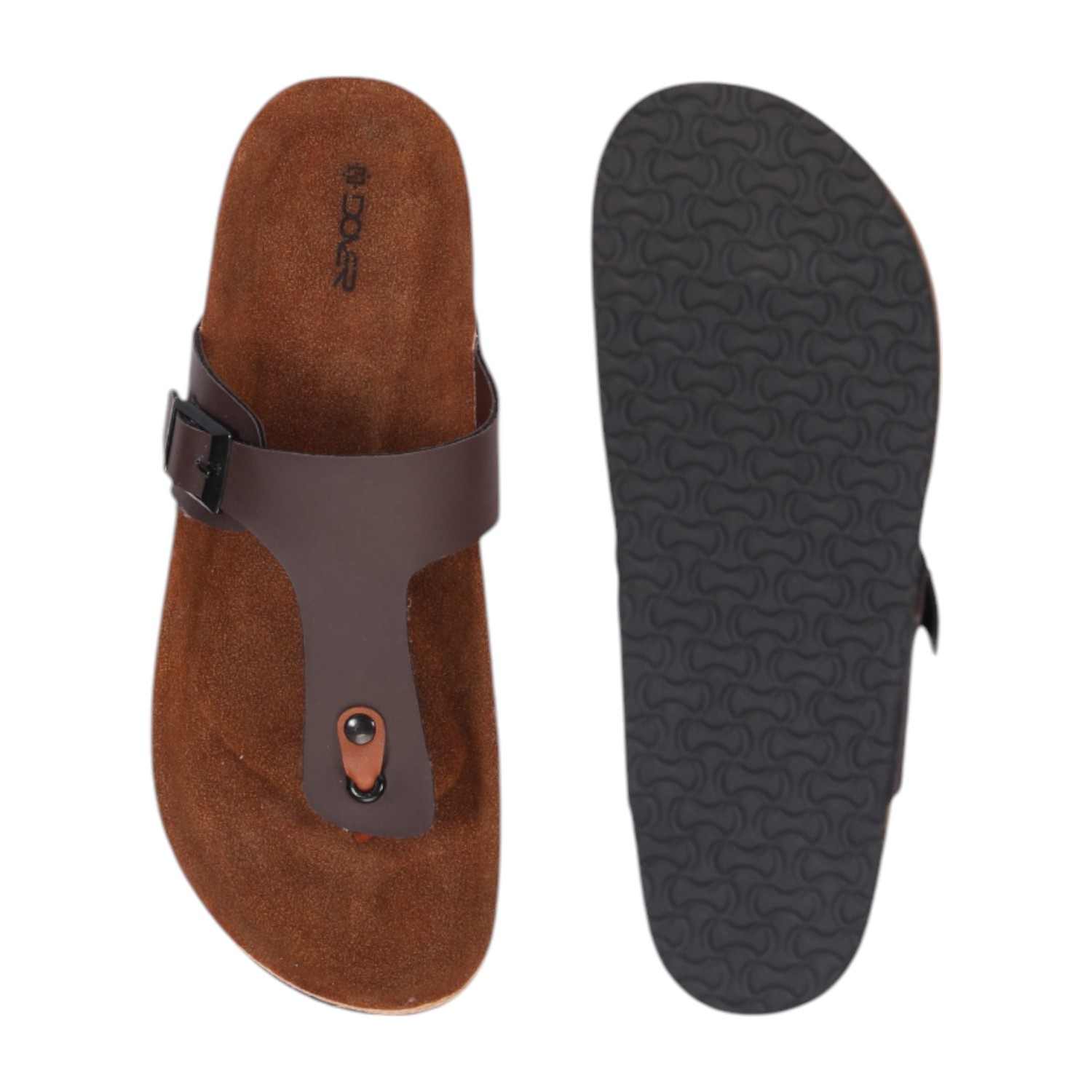 Men Brown Thongs with Sleek Design