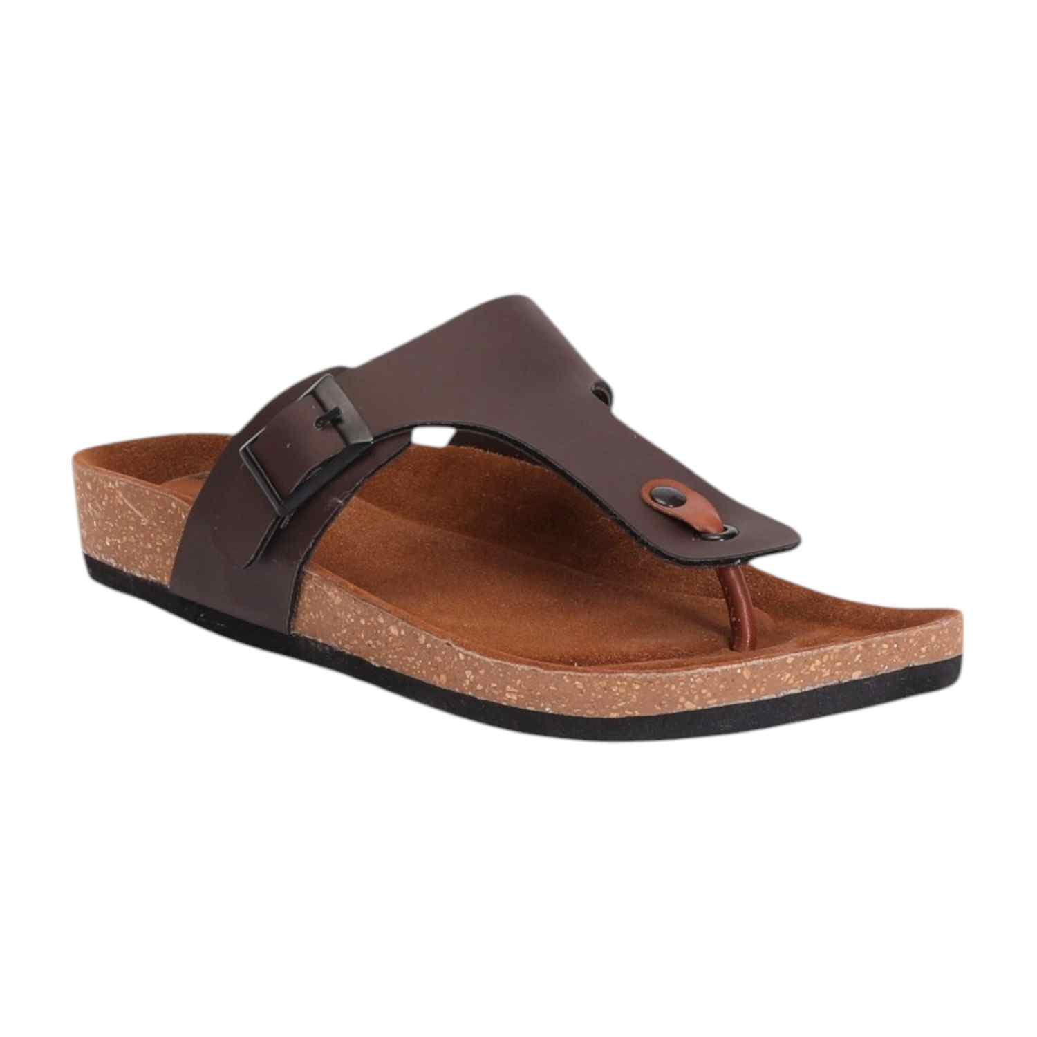 Men Brown Thongs with Sleek Design