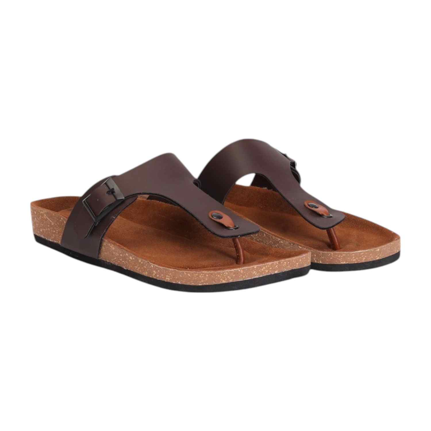 Men Brown Thongs with Sleek Design