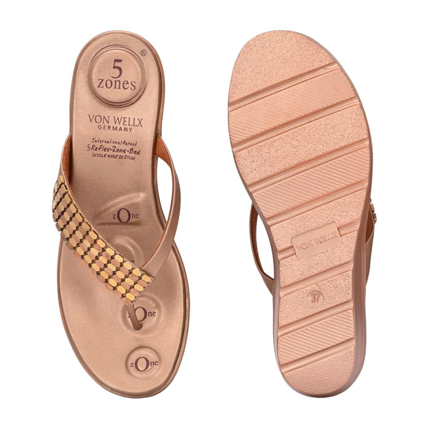Women Metallic Brown Wedge Flip-Flops