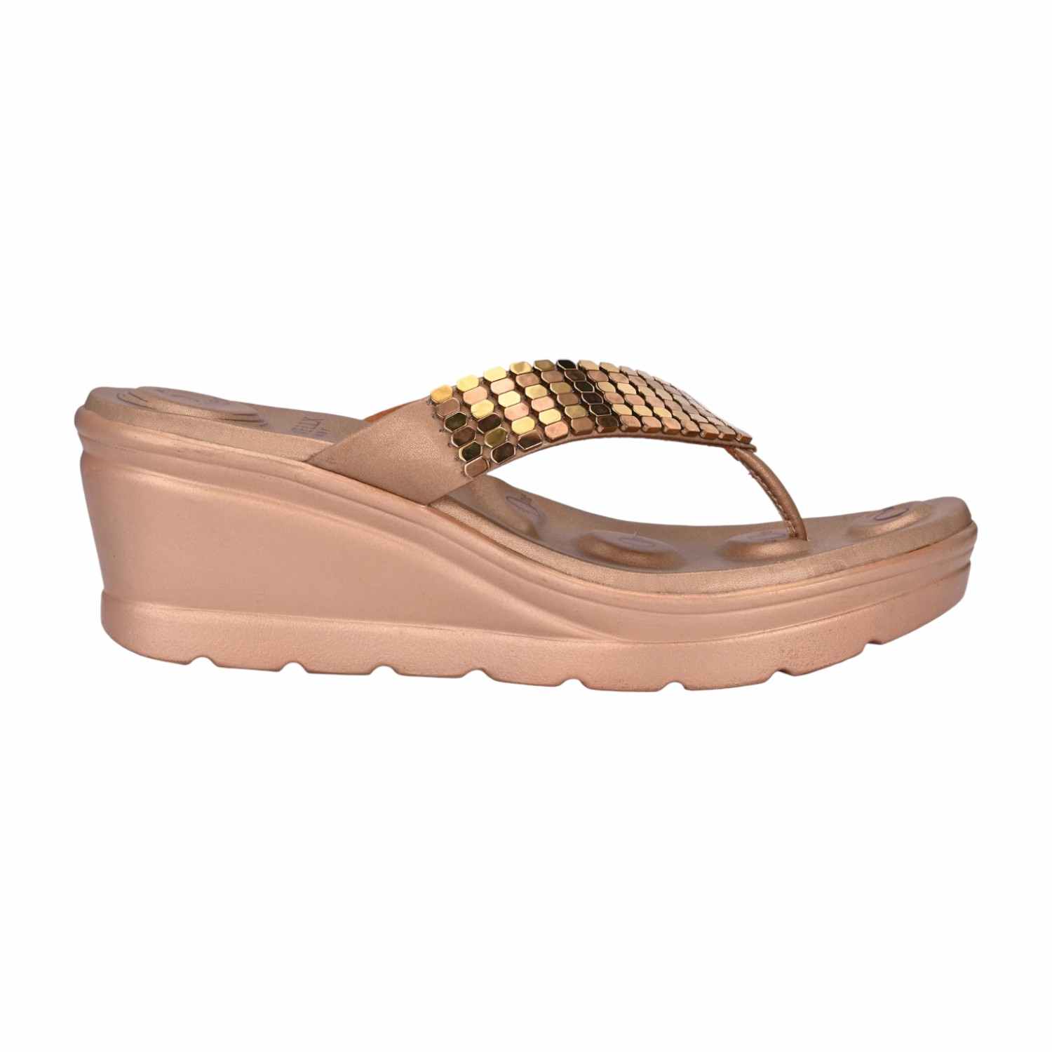 Women Metallic Brown Wedge Flip-Flops