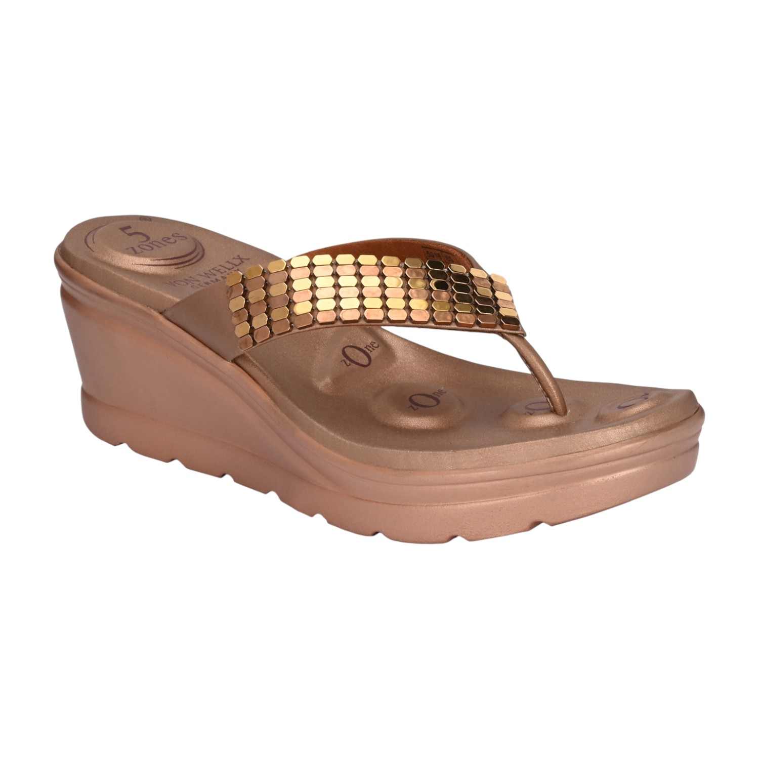 Women Metallic Brown Wedge Flip-Flops