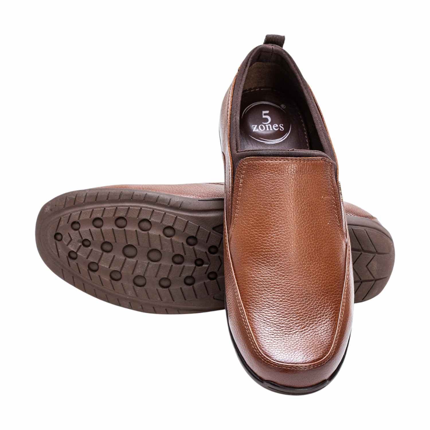 Sleek Sophistication Men Tan Textured Leather Slip-On Dress Shoes