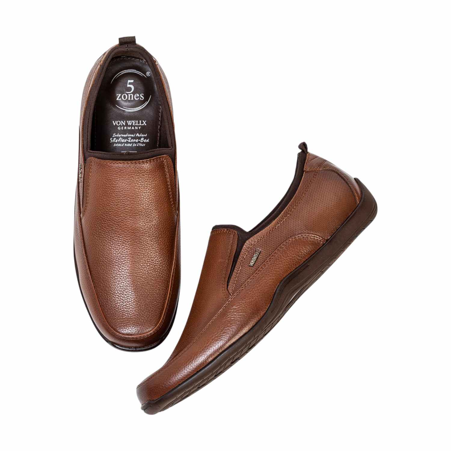 Sleek Sophistication Men Tan Textured Leather Slip-On Dress Shoes