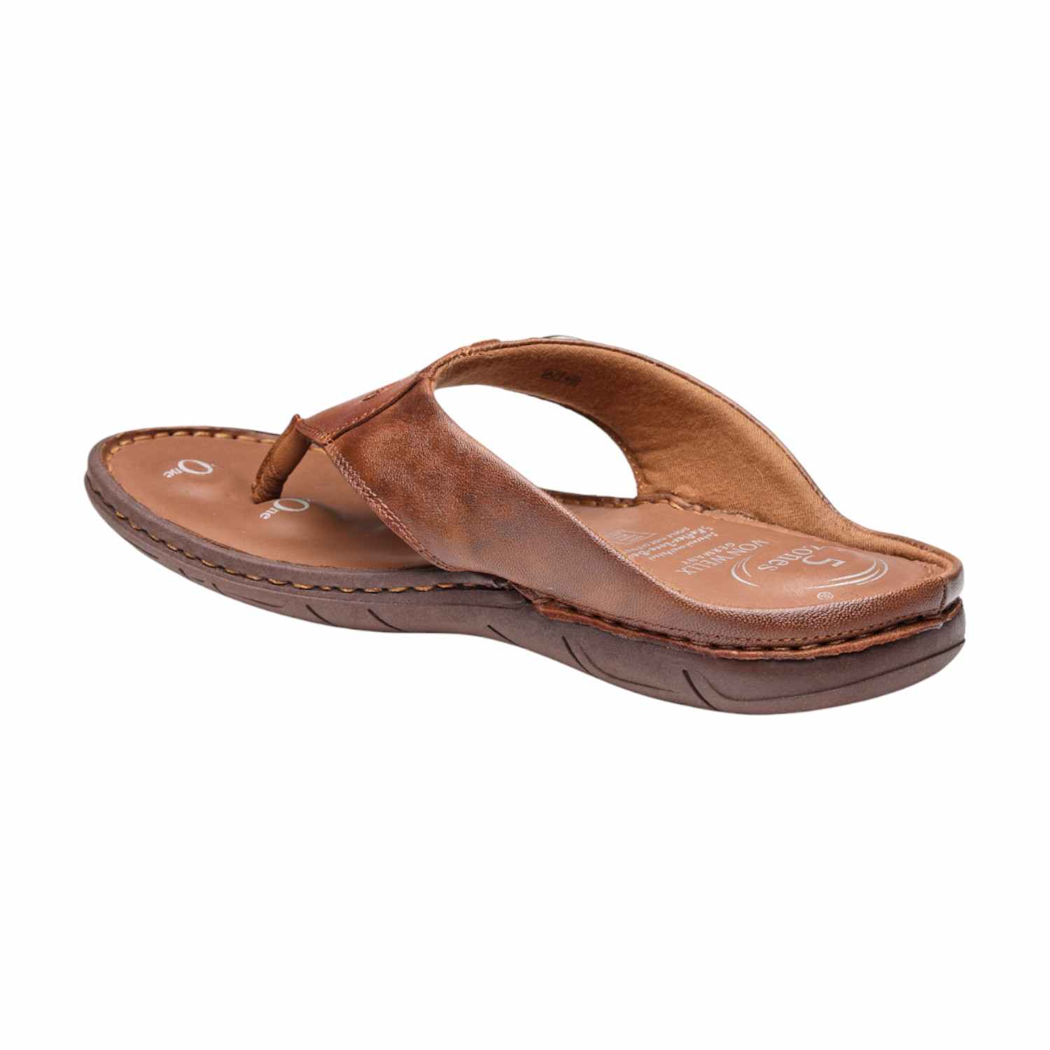 Men Tan Genuine Leather Toe-Ring Thong Sandals